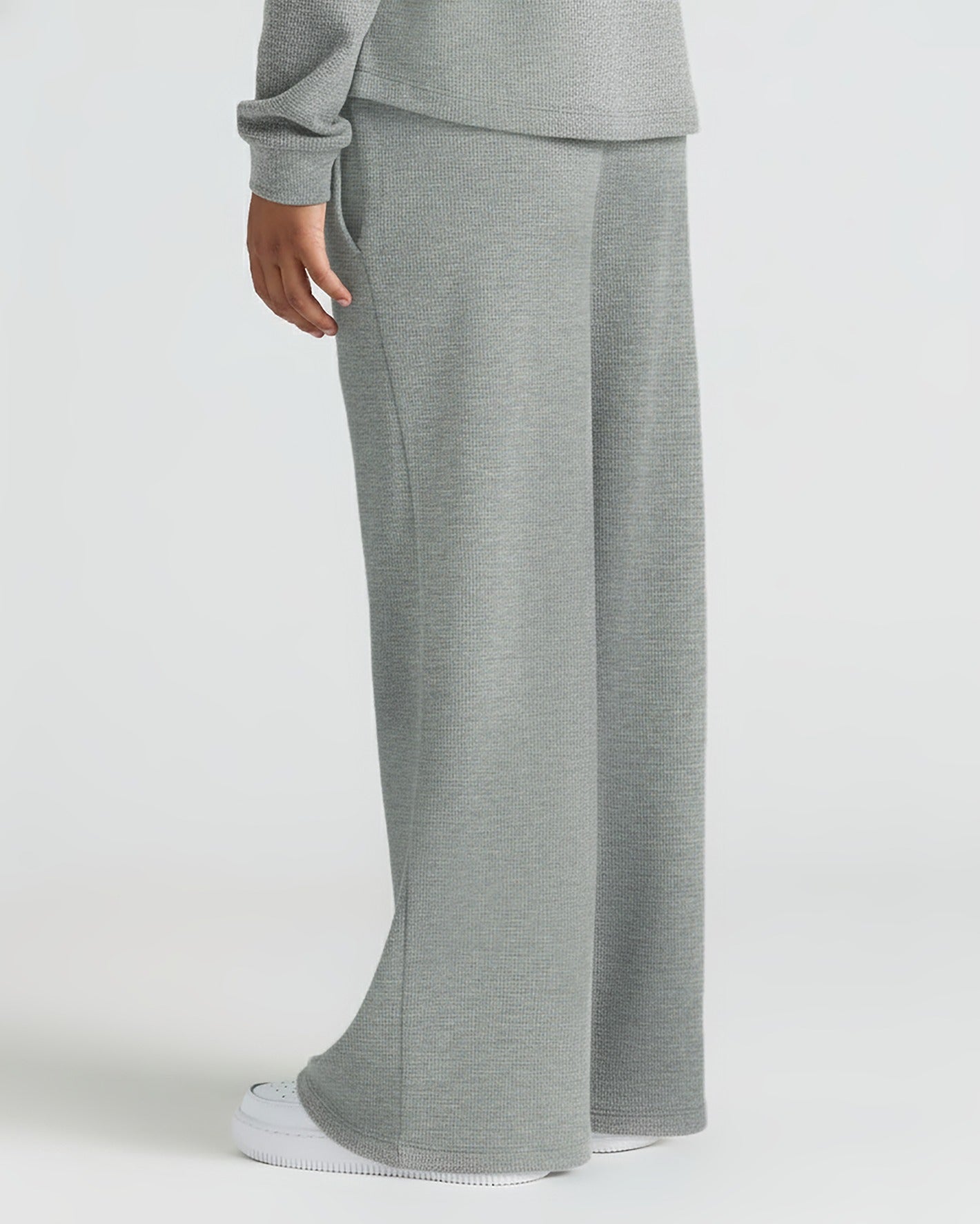 Girls Heather Gray Waffle Long Sleeve Henley & Waffle Leg Pants 2-Pack