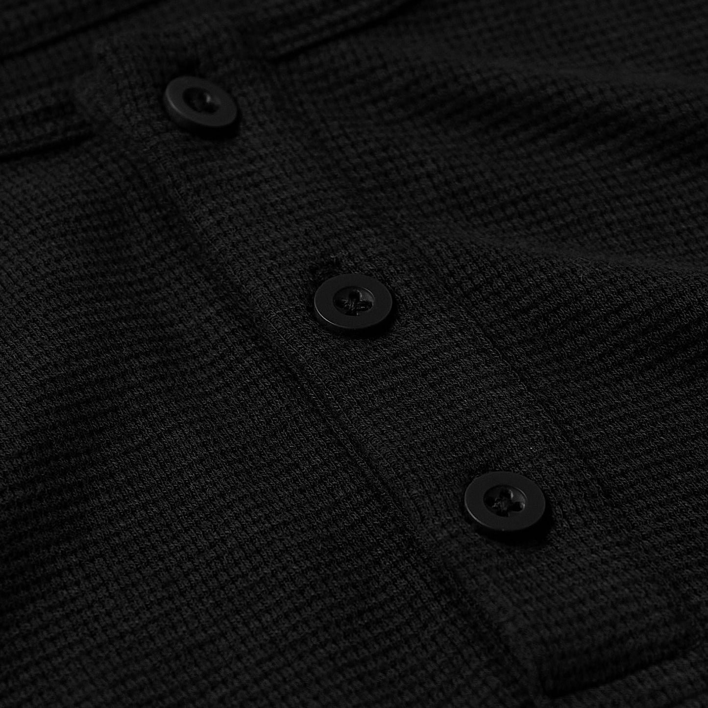 Black Waffle Long Sleeve Henley