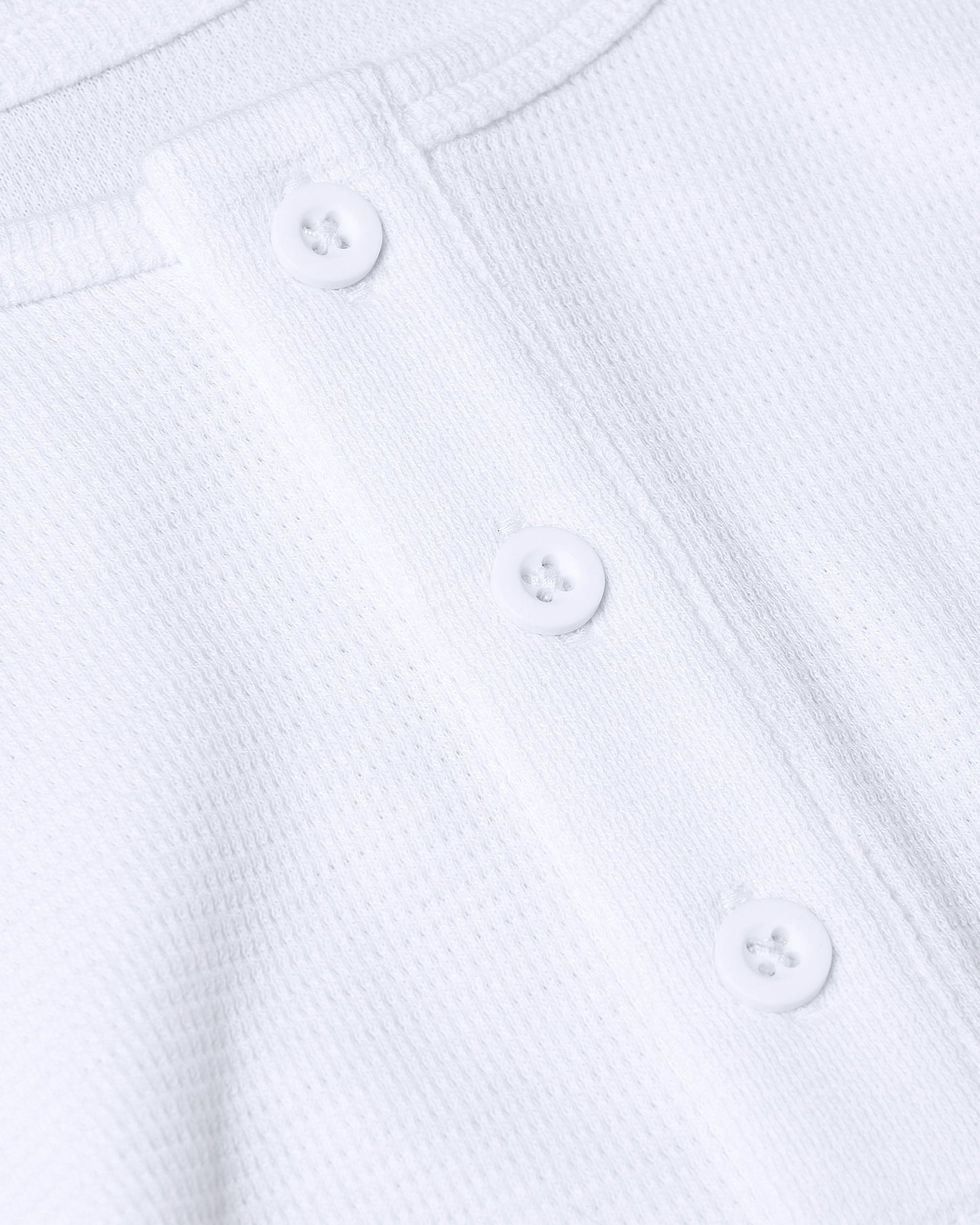 White Waffle Long Sleeve Henley 3-Pack