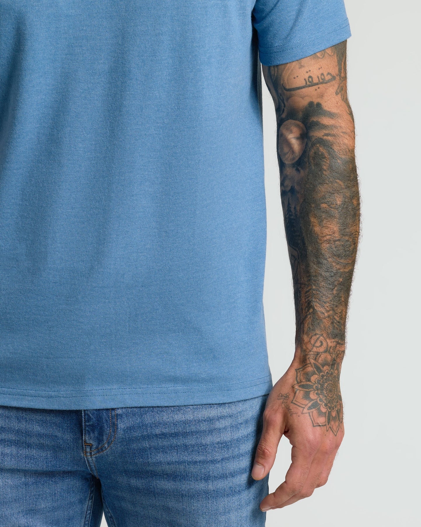 Dark Heather Blue Lake V Neck Tee