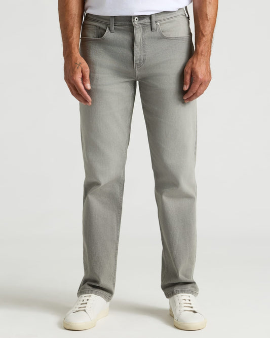 Medium Gray Wash Straight Authentic Denim Jeans