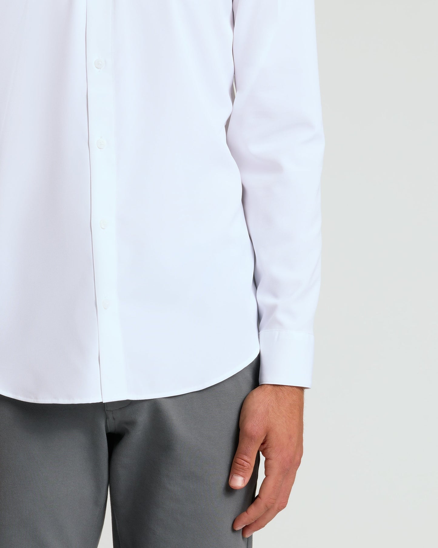 White Performance Long Sleeve Dress Shirt