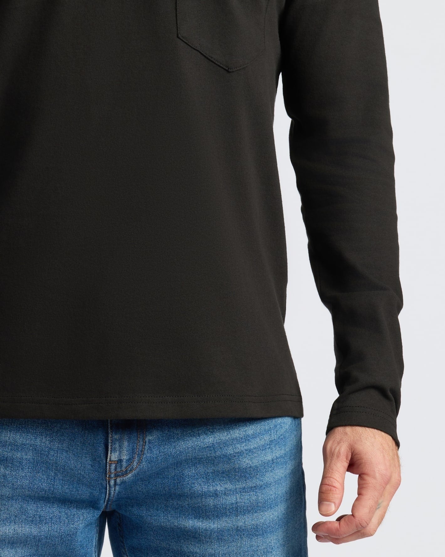 Black Heavyweight Long Sleeve Pocket Crew