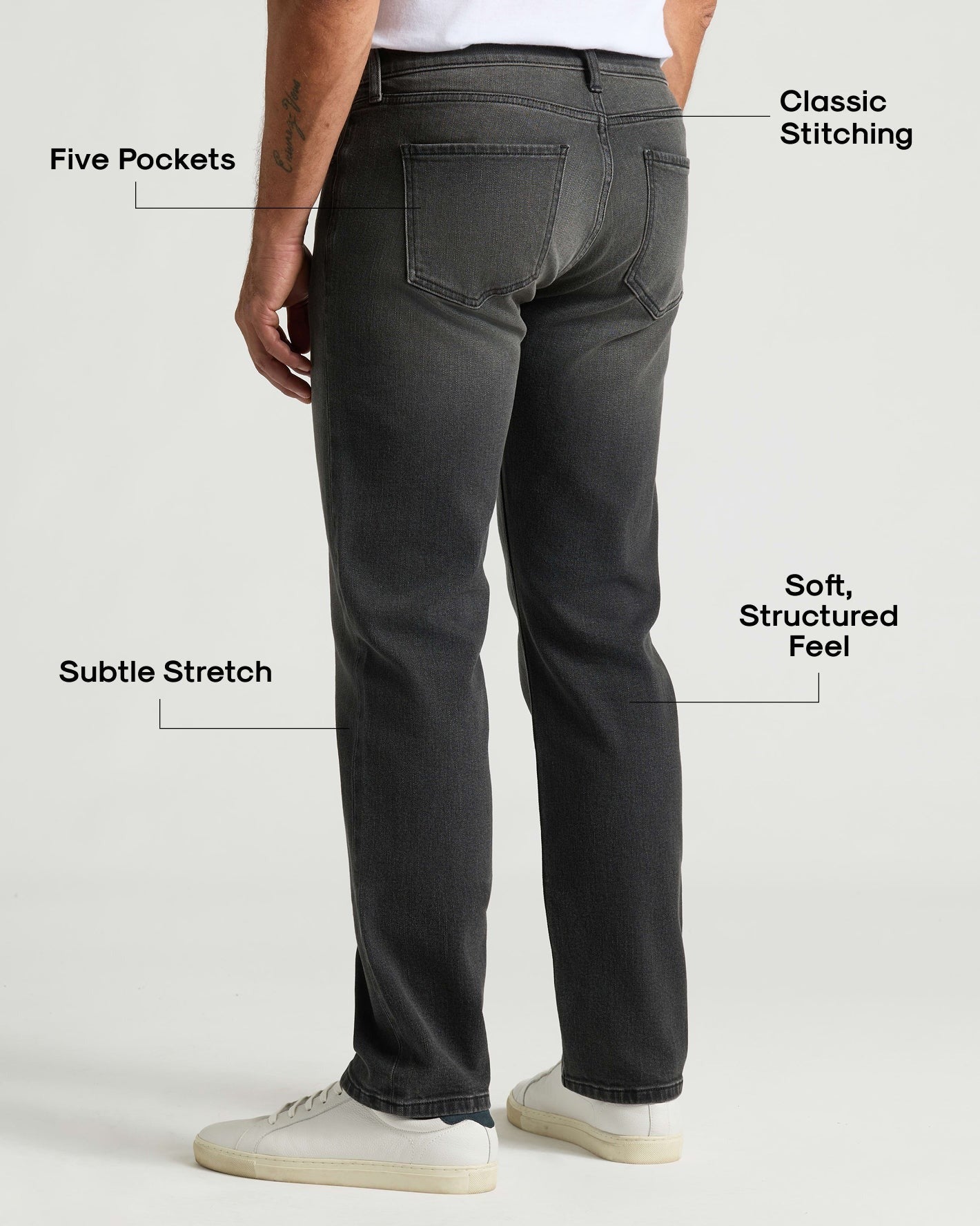 Gray Wash Straight Authentic Denim Jeans