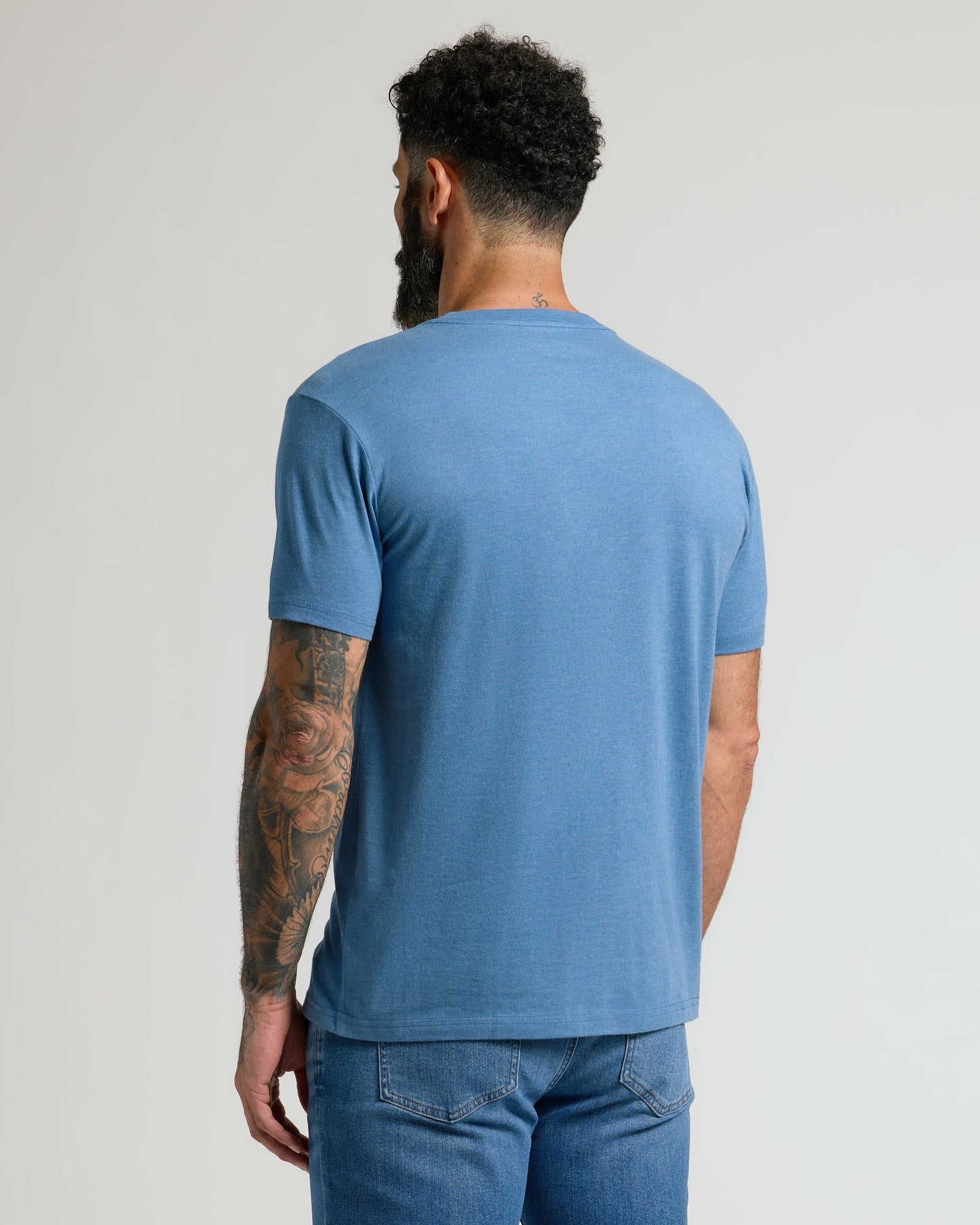 Dark Heather Blue Lake V Neck Tee