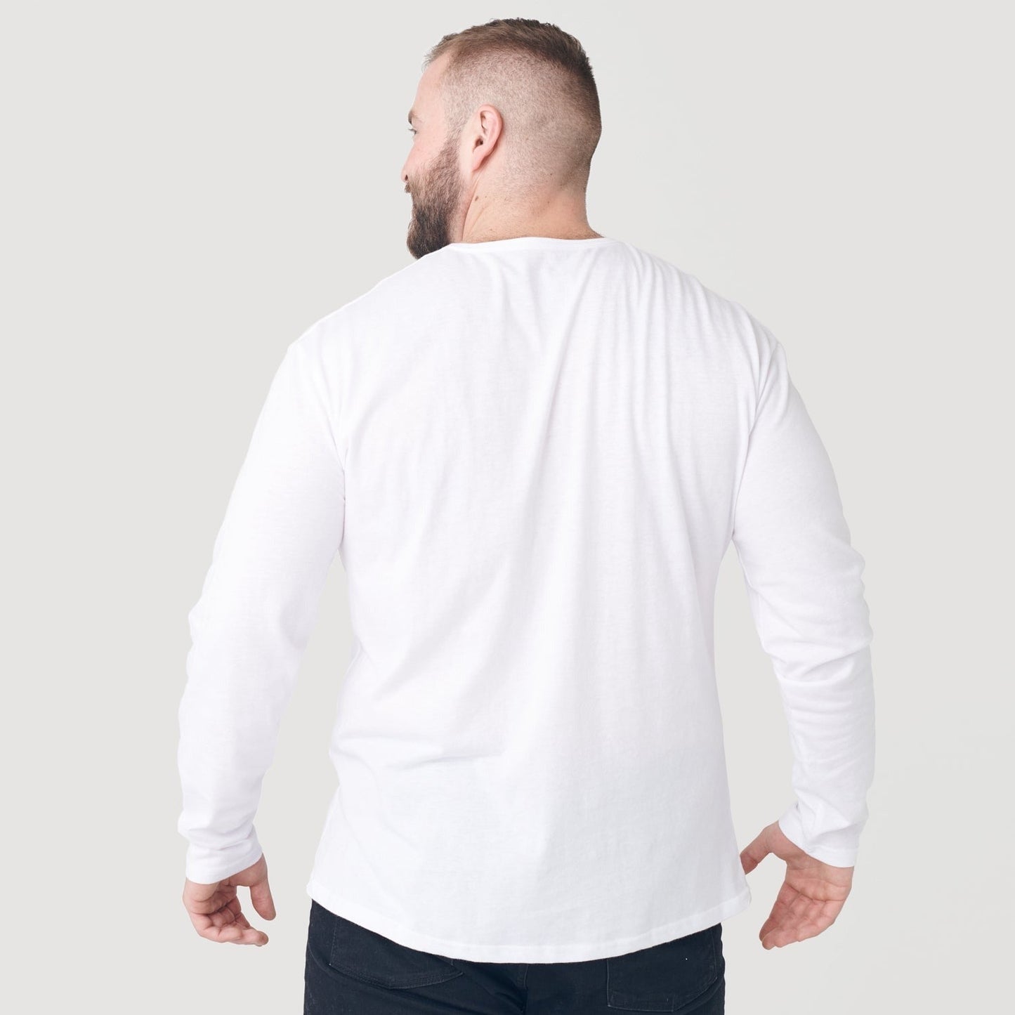 White Classic Long Sleeve Henley
