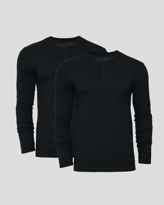 All Black Classic Henley 2-Pack