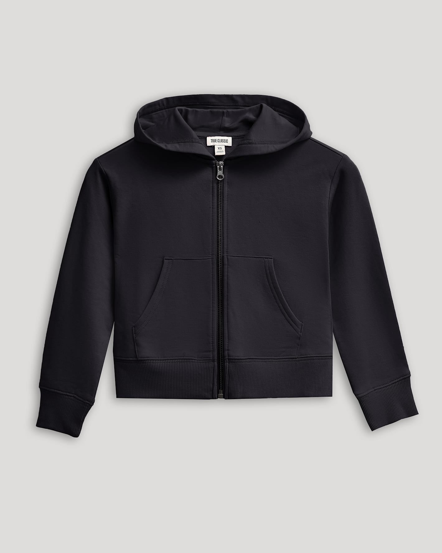 Girls Black Cropped Zip Hoodie