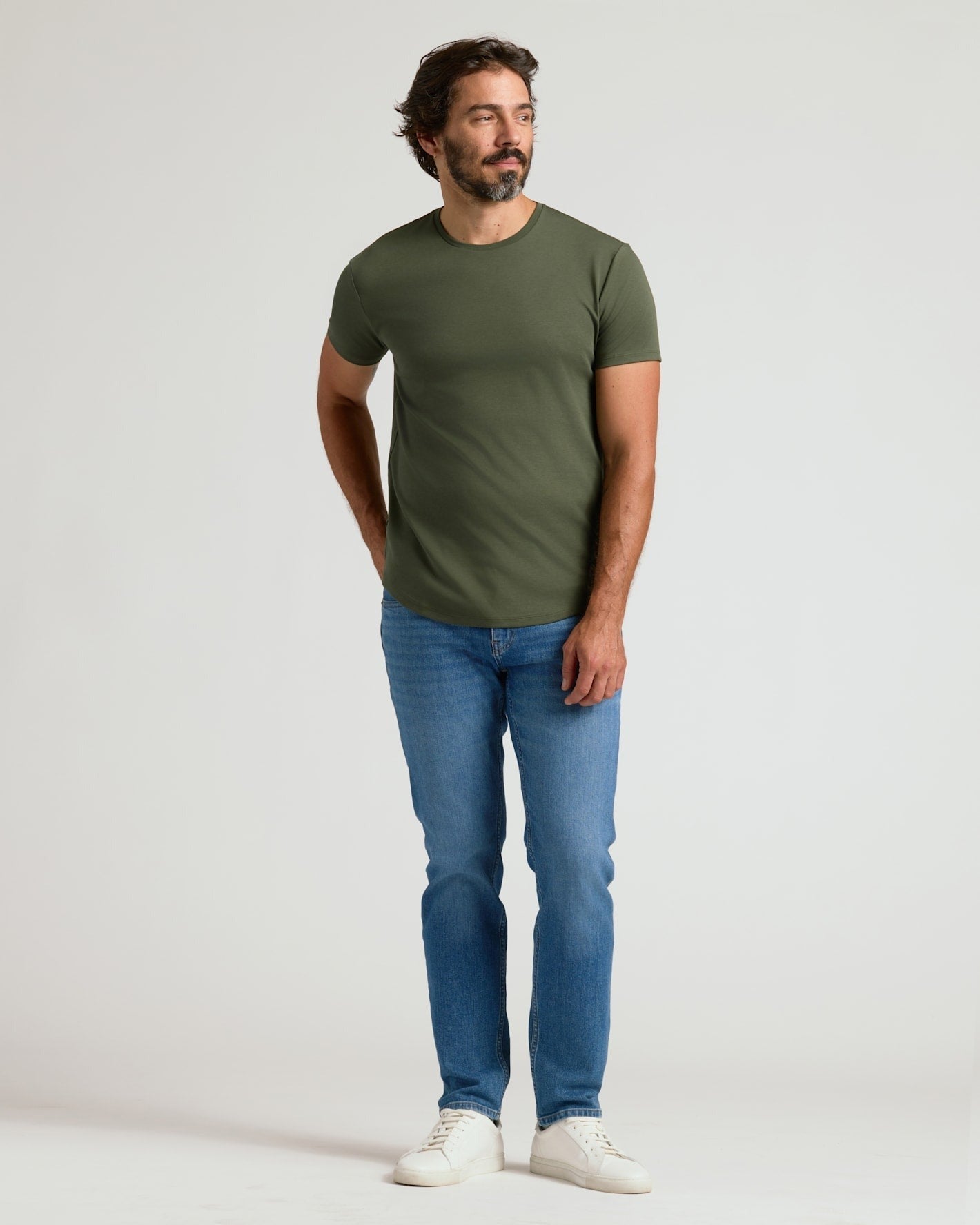 All Grove Pima Cotton Blend Curved Hem Crew 2-Pack