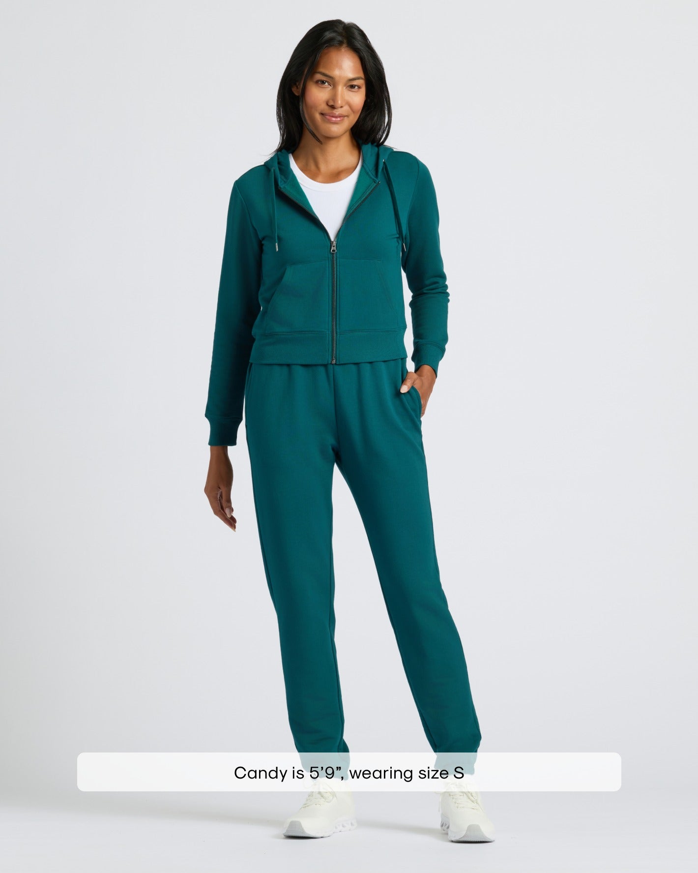 Womens Deep Emerald Crop Zip Hoodie & Relaxed Jogger 2-Pack