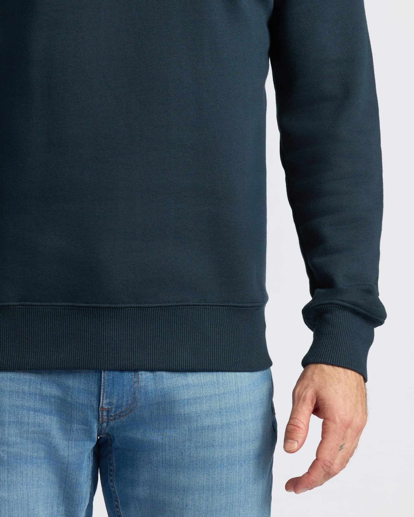 Navy Fleece French Terry Pullover Crew Neck