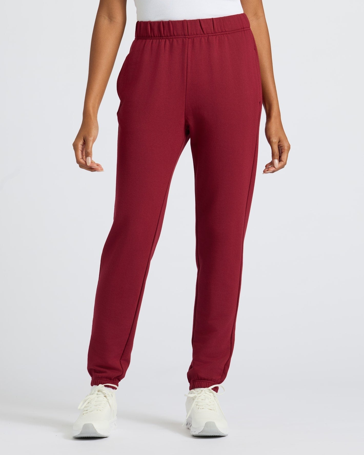 Womens Dark Maroon Crop Zip Hoodie & Relaxed Jogger 2-Pack