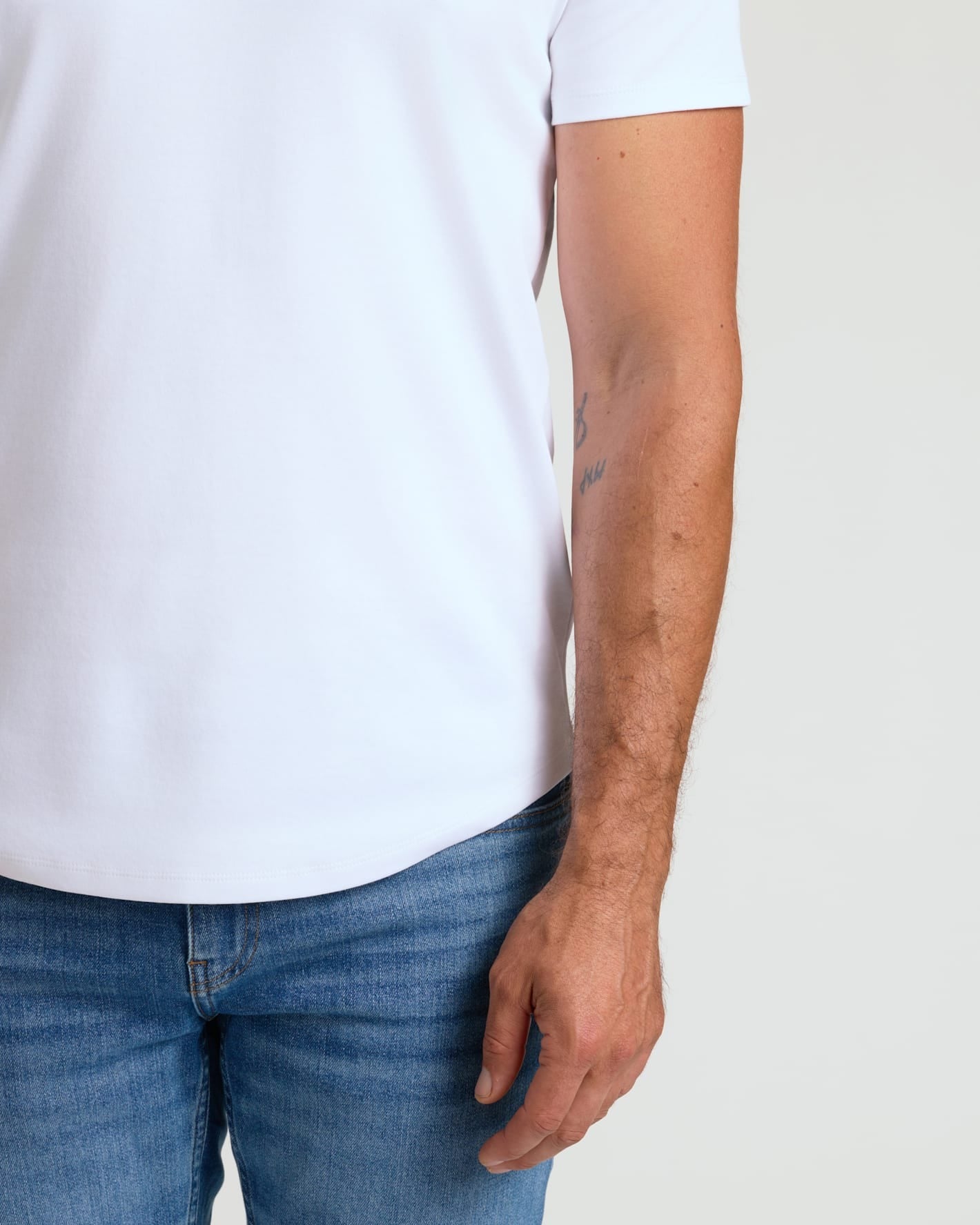 All White Pima Cotton Blend Curved Hem Crew 7-Pack