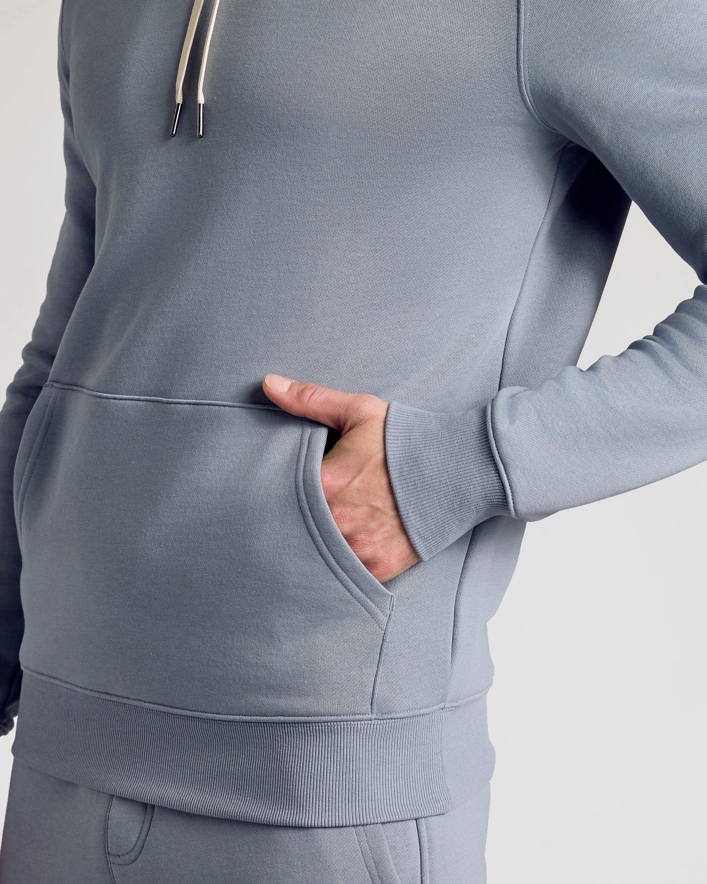 Dusty Blue Fleece French Terry Pullover Hoodie