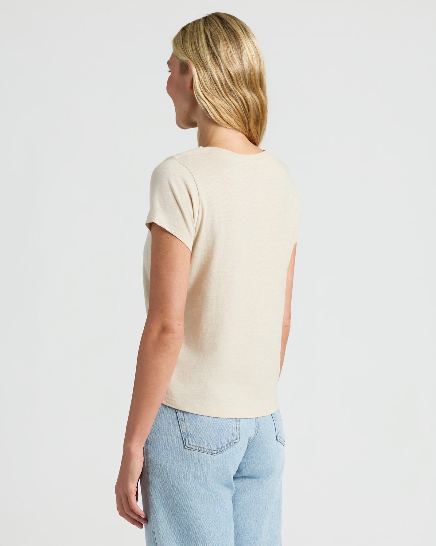 Womens Black & Oatmeal Slub Scoop Neck Tee 4-Pack