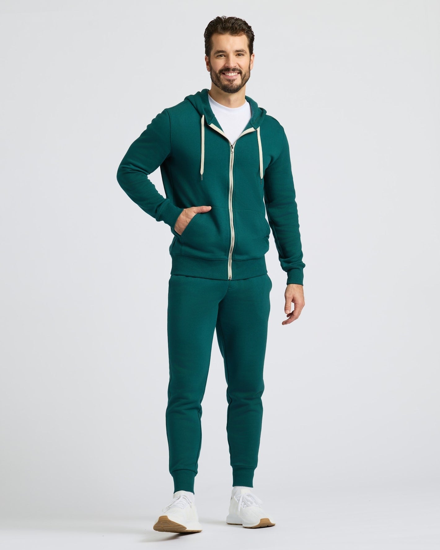 Deep Emerald Fleece French Terry Zip Hoodie