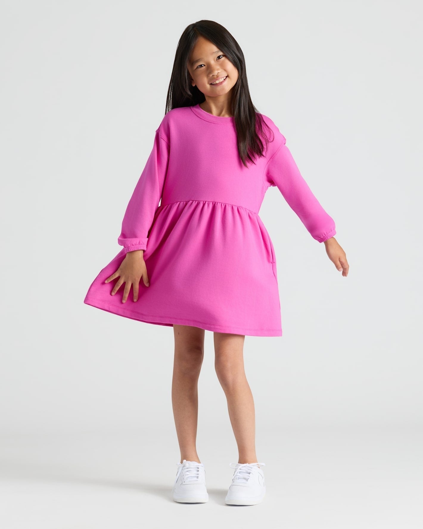 Girls Long Sleeve Fleece Dress 2-Pack