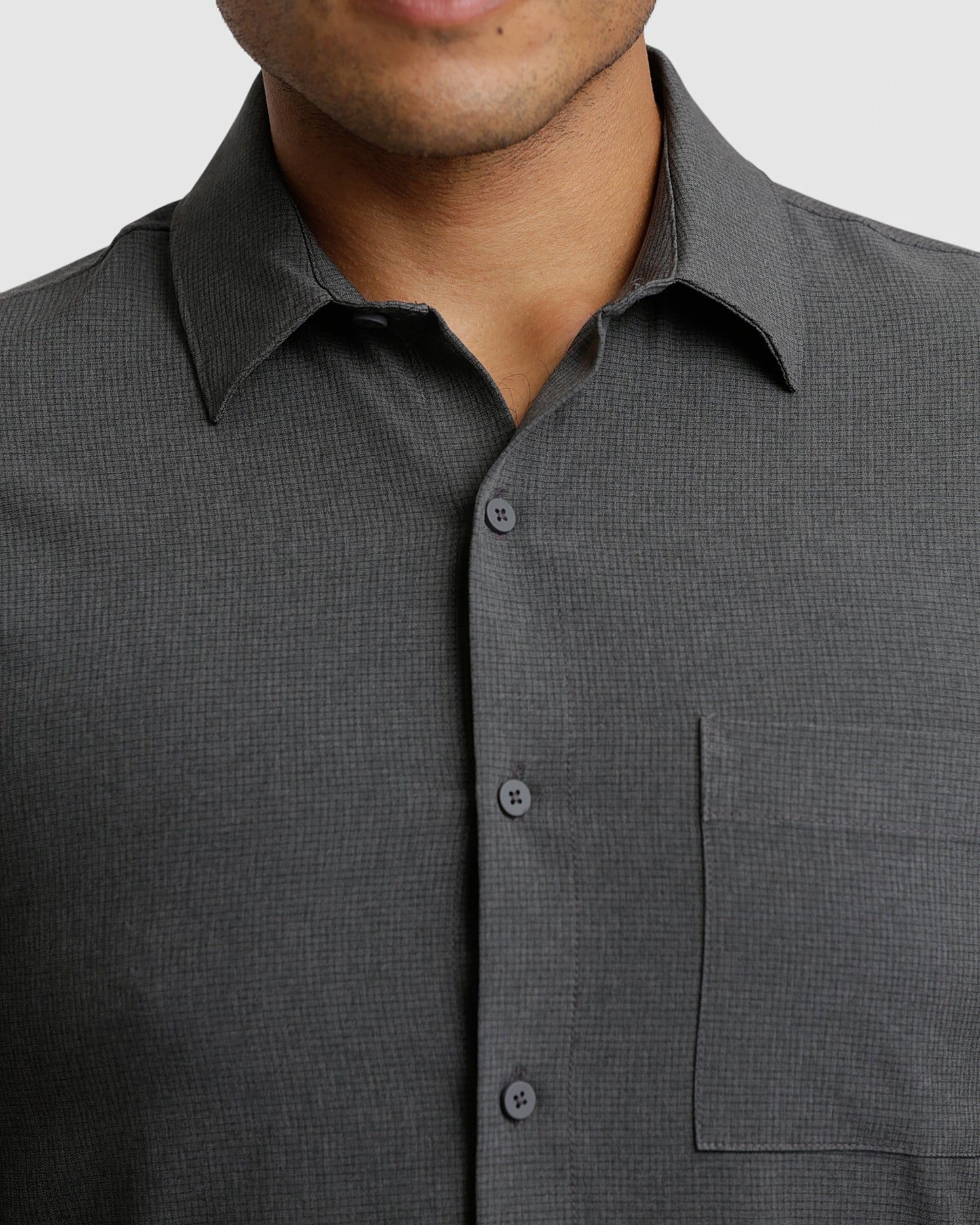 Heather Charcoal Short Sleeve Ripstop Commuter Shirt