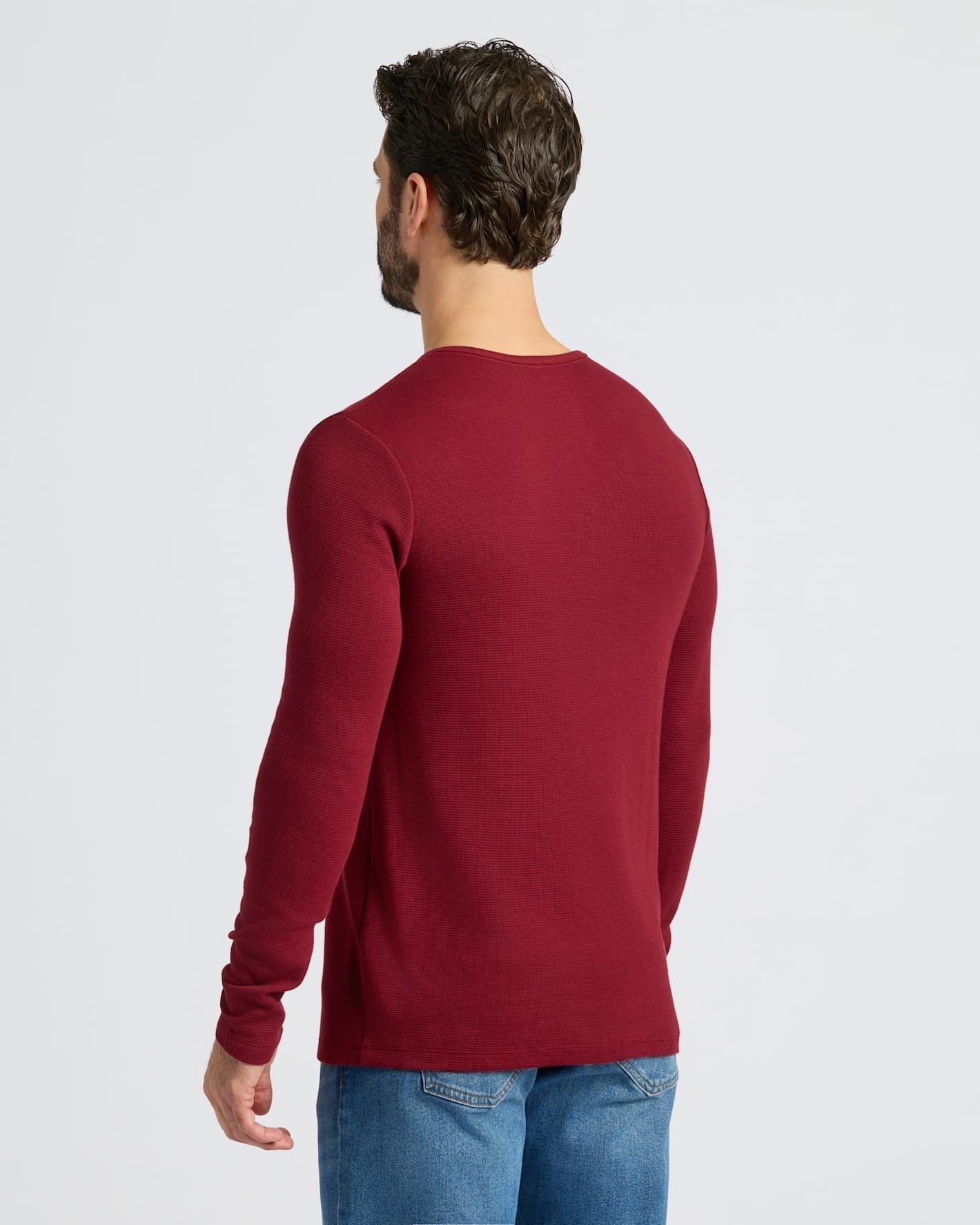 Dark Maroon Waffle Long Sleeve Henley