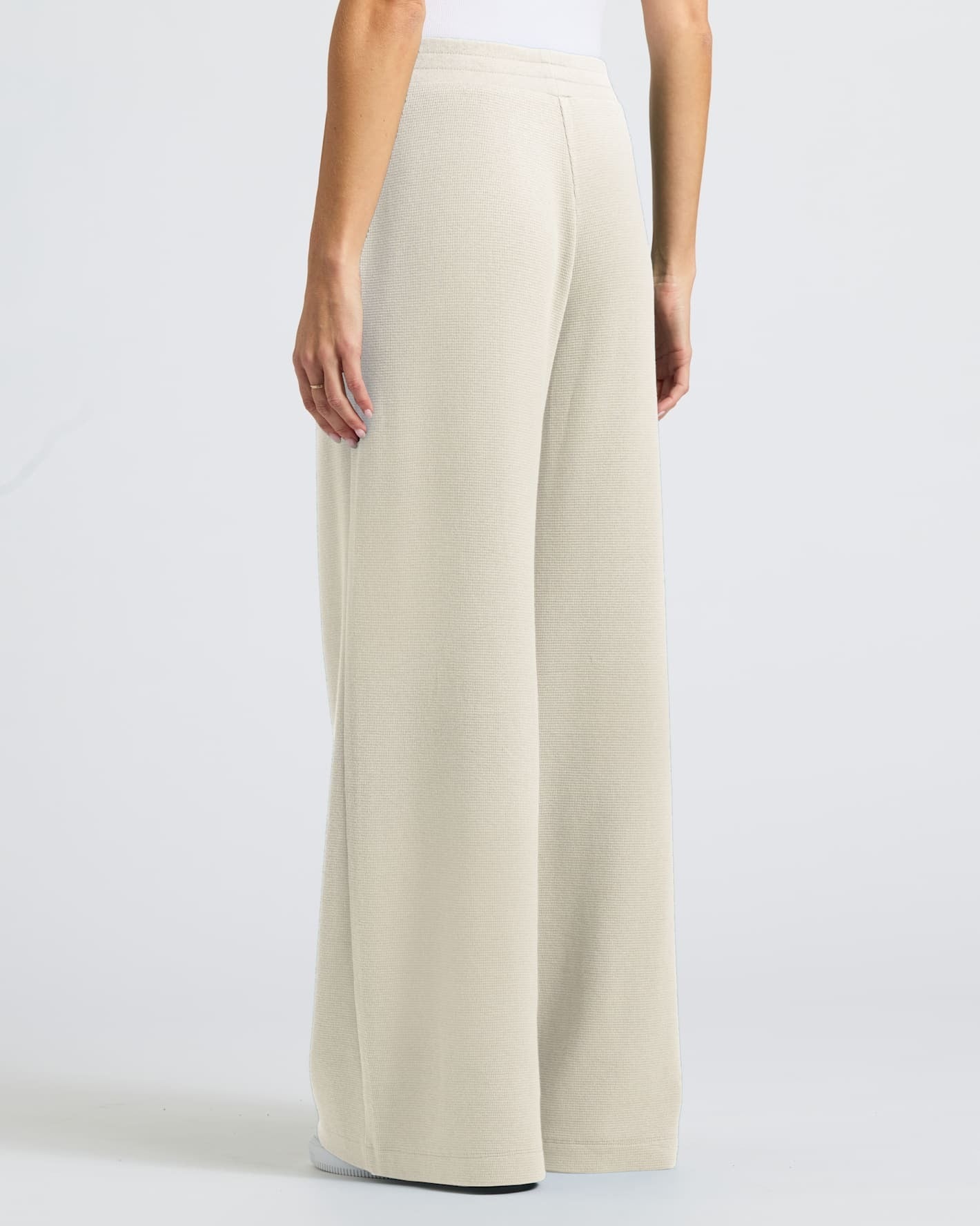 Womens Oatmeal Waffle Wide Leg Pants