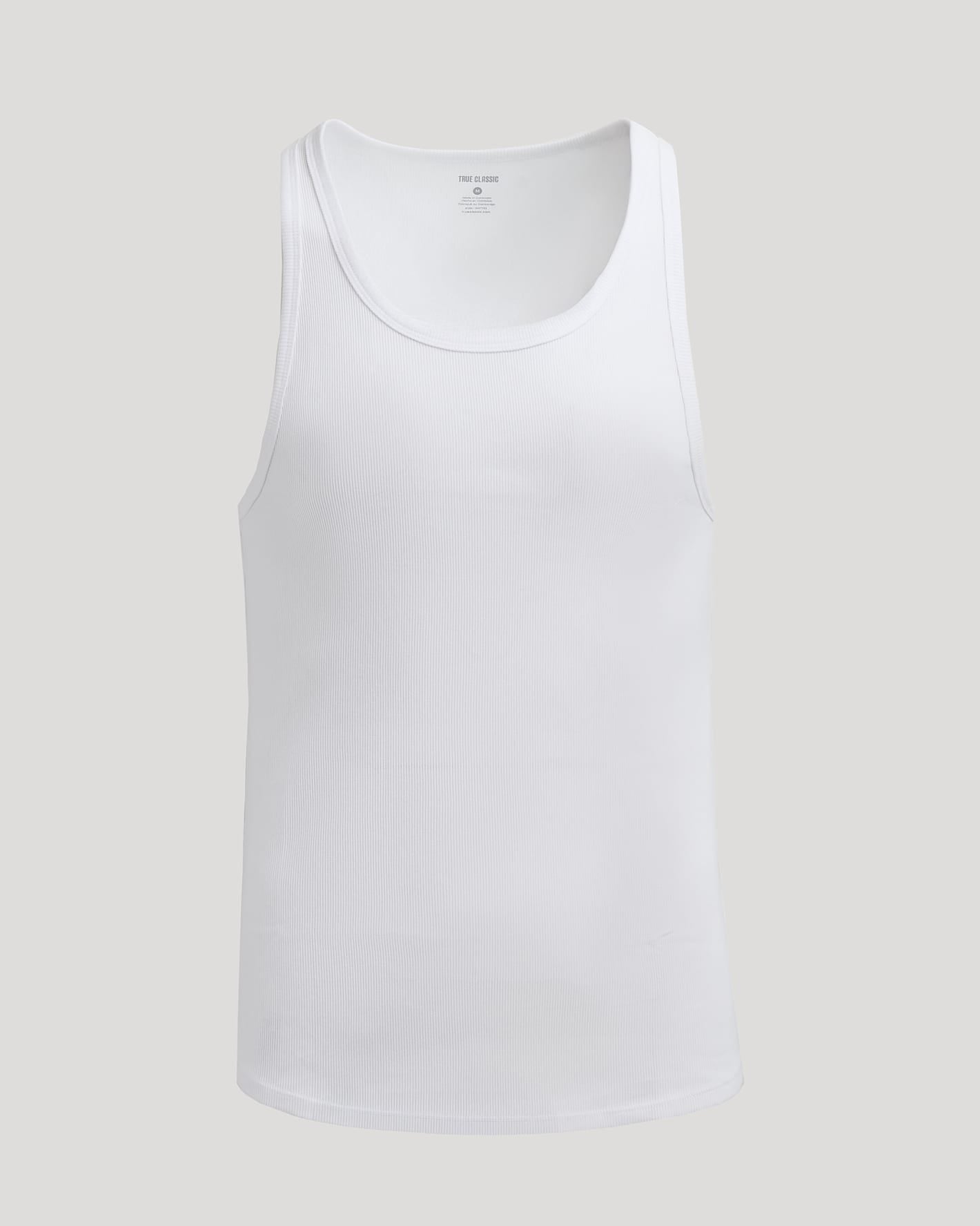 White Ribbed Curved Hem Tank