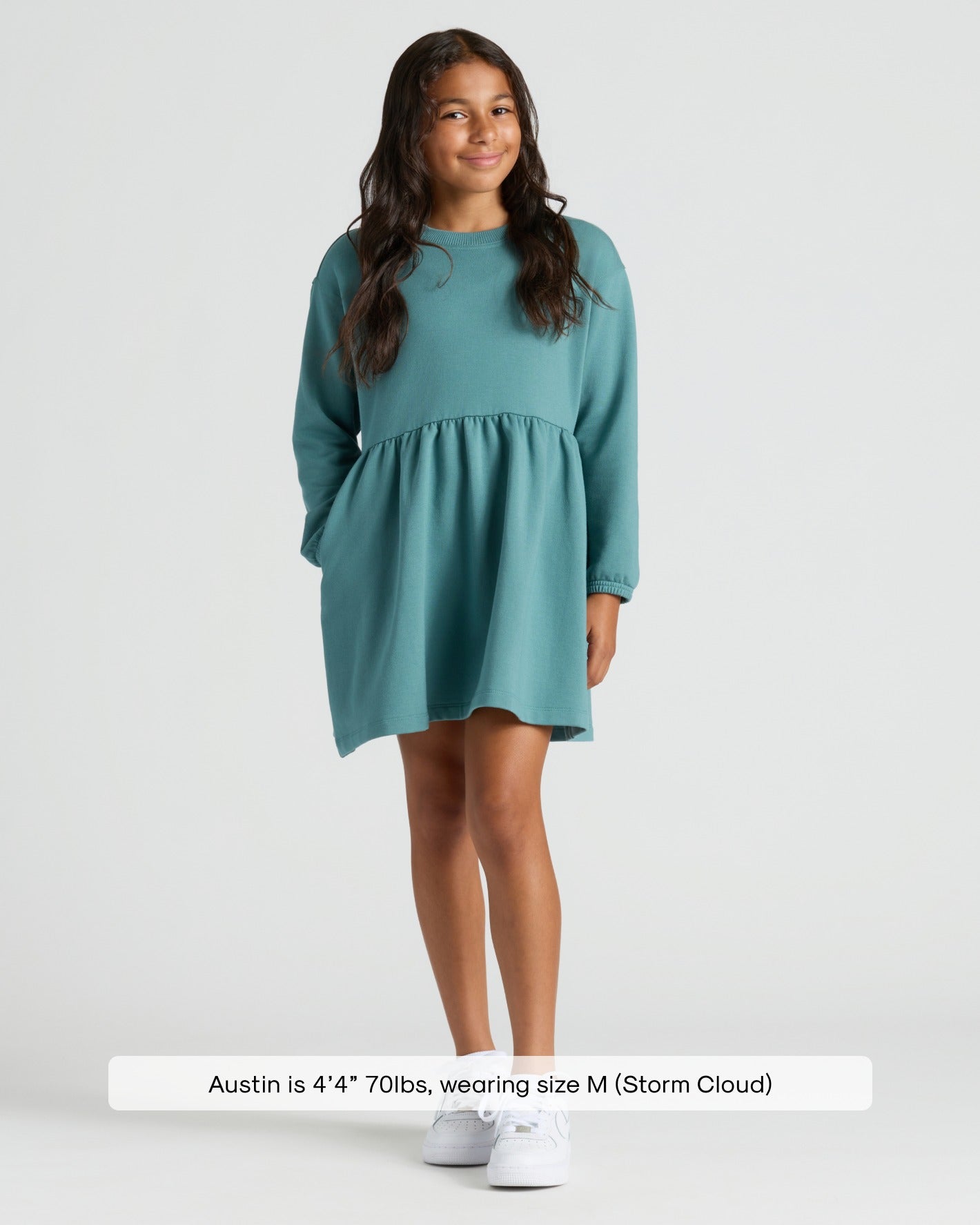 Girls Stormcloud Long Sleeve Fleece Dress