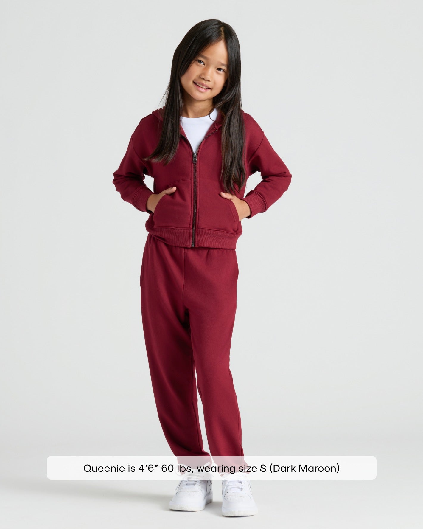 Girls Dark Maroon Relaxed Joggers