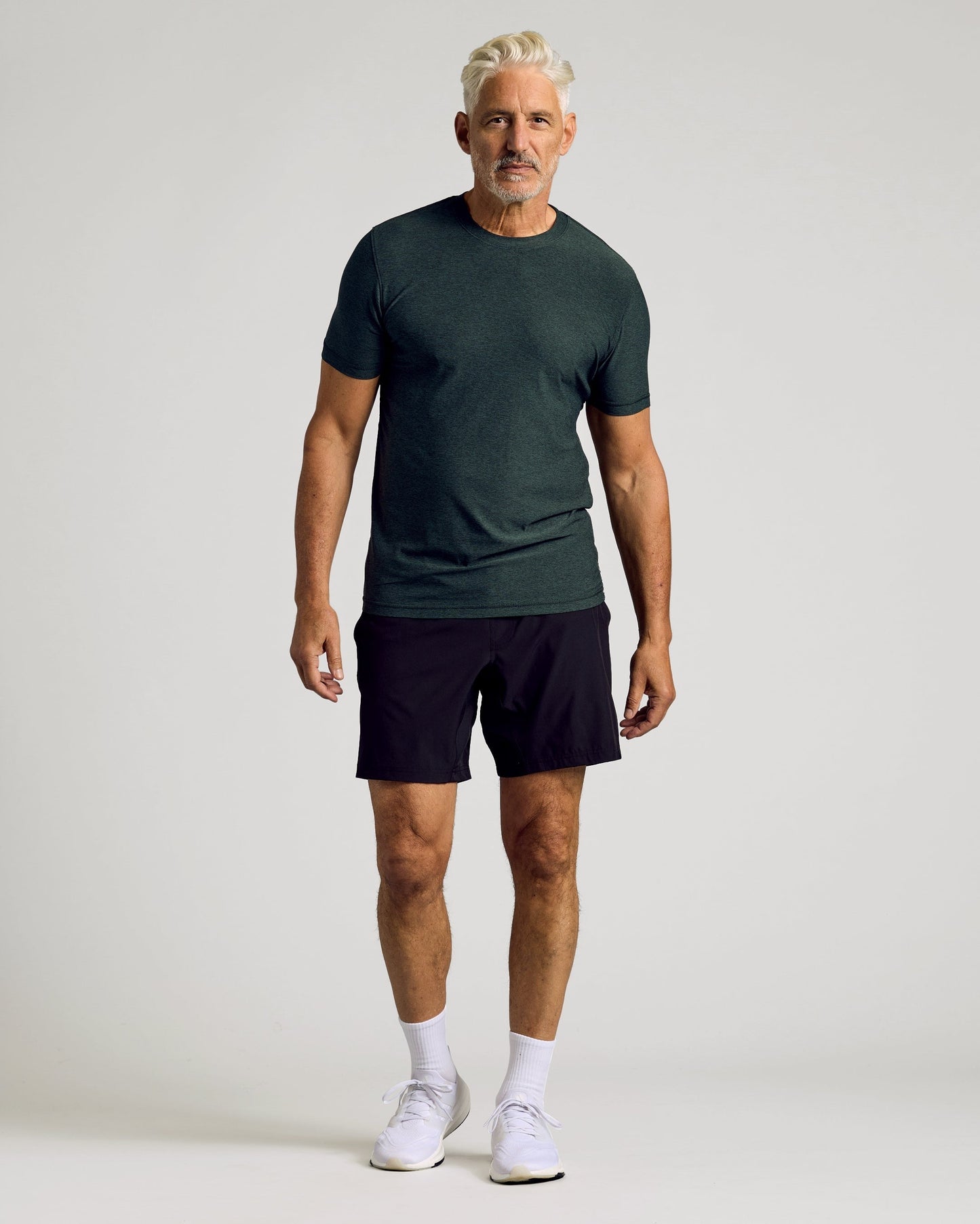 Dark Heather Forest Active Short Sleeve Crew Neck Tee