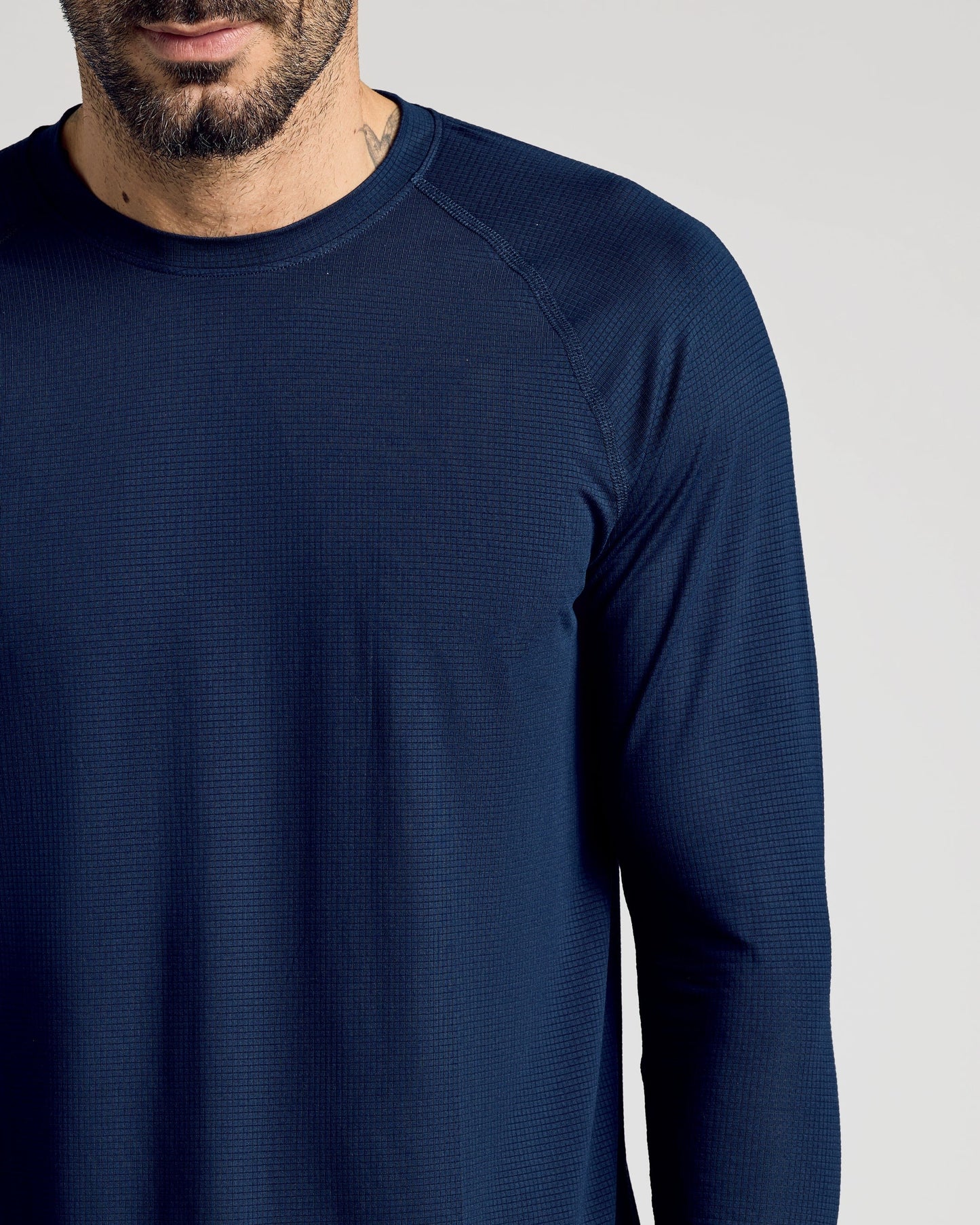 Navy Long Sleeve Active Mesh Crew