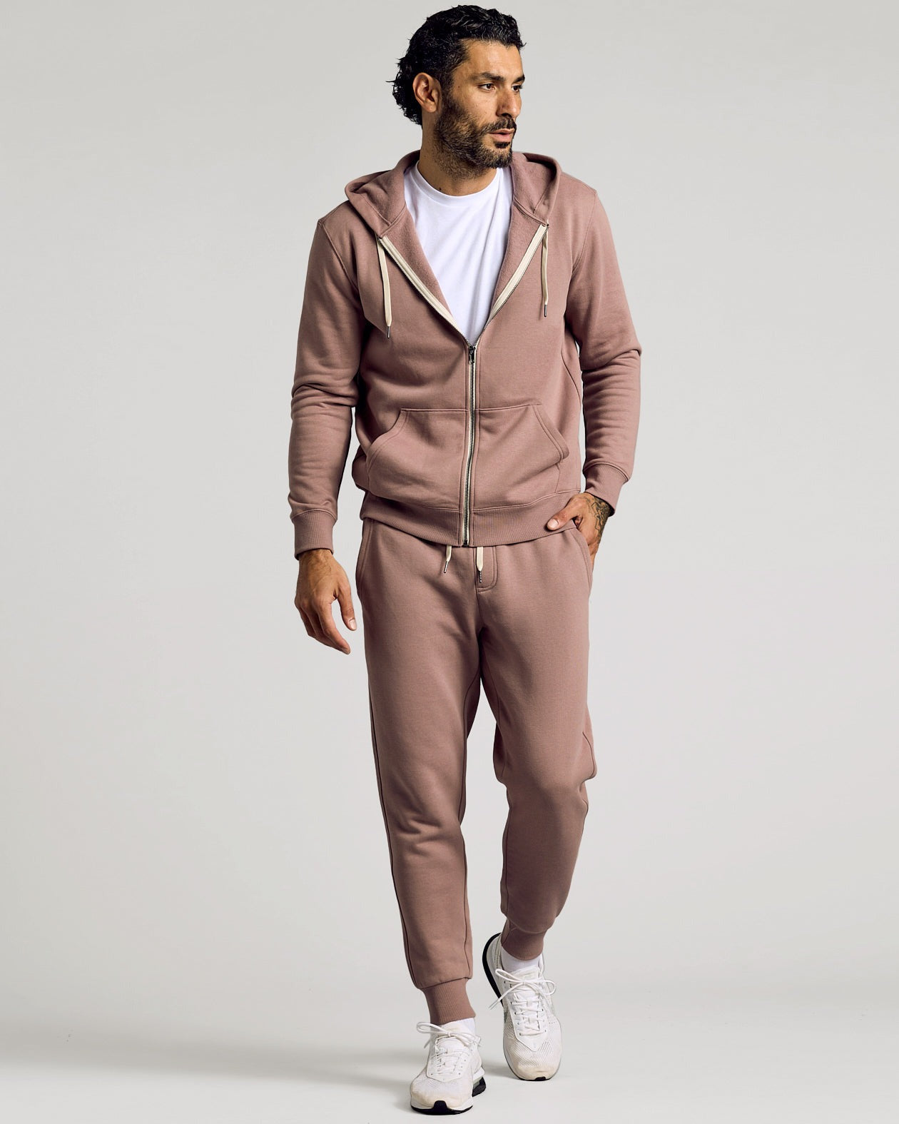 Slate Mauve Fleece French Terry Zip Hoodie