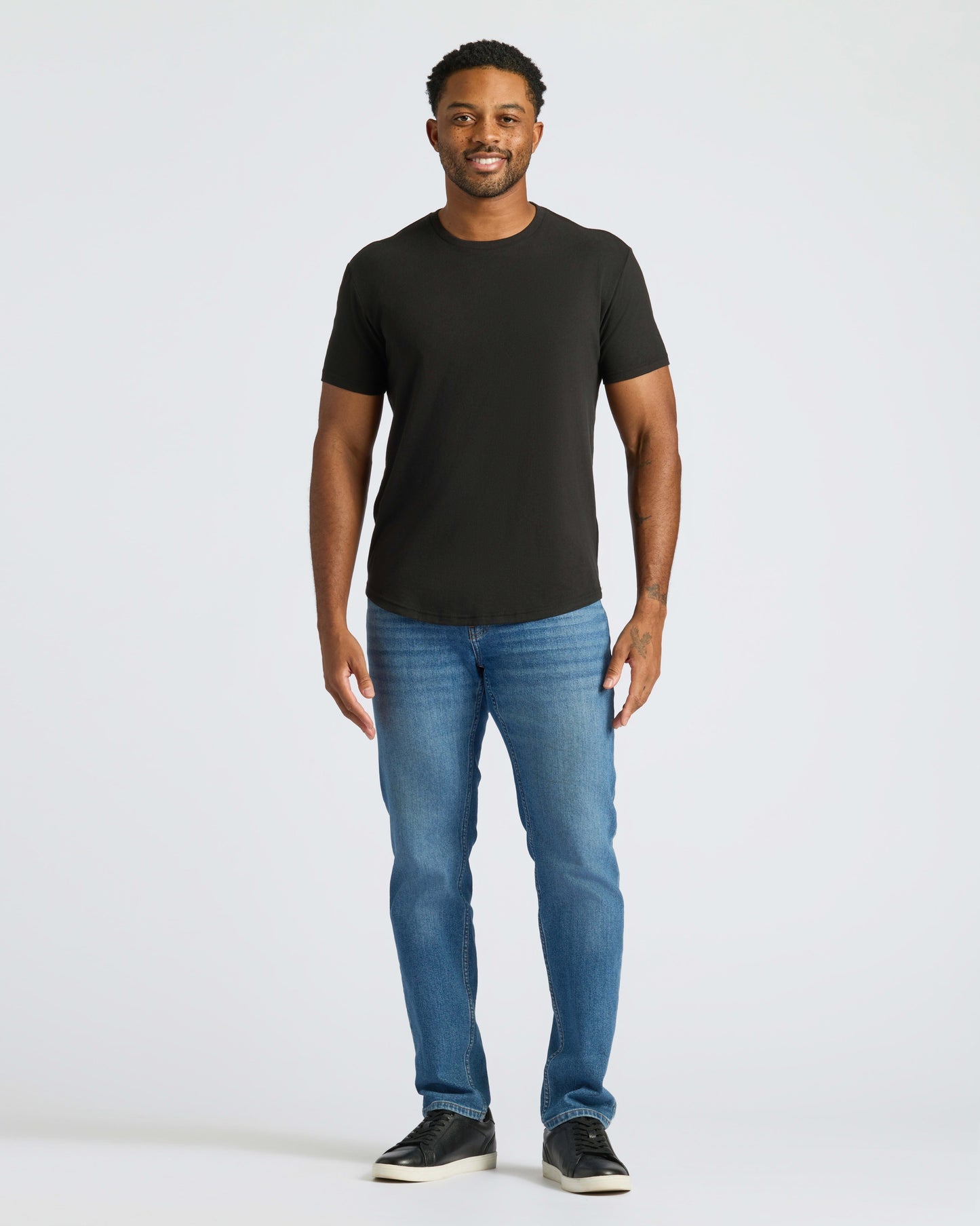 Black Curved Hem Classic Crew Neck 6-Pack