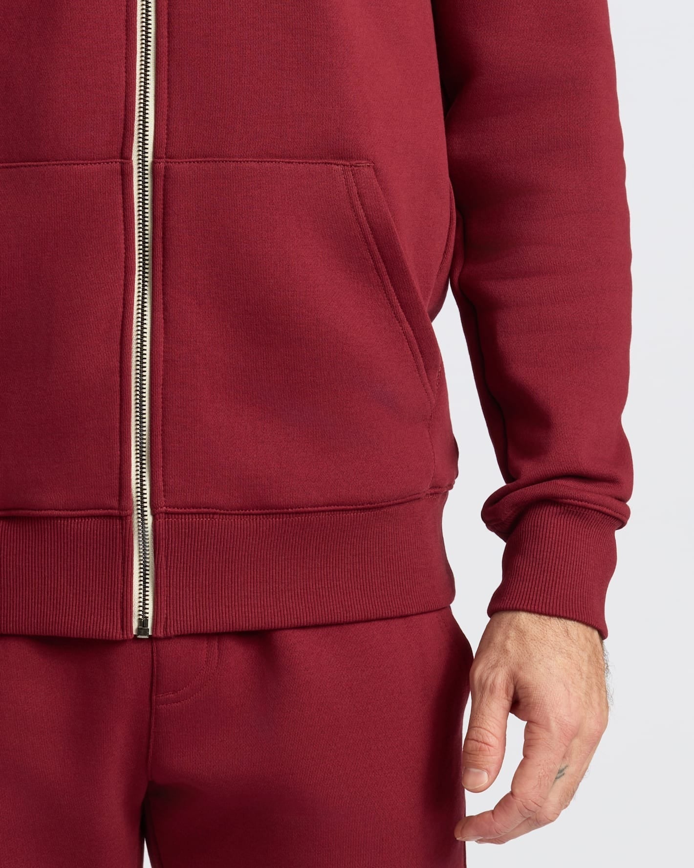 Dark Maroon Fleece French Terry Zip Hoodie