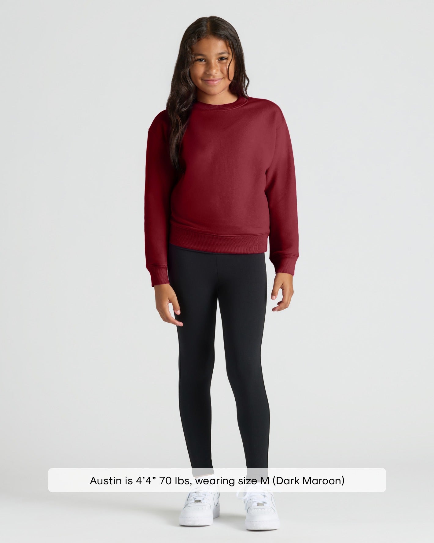 Girls Dark Maroon Slouch Pullover Crew