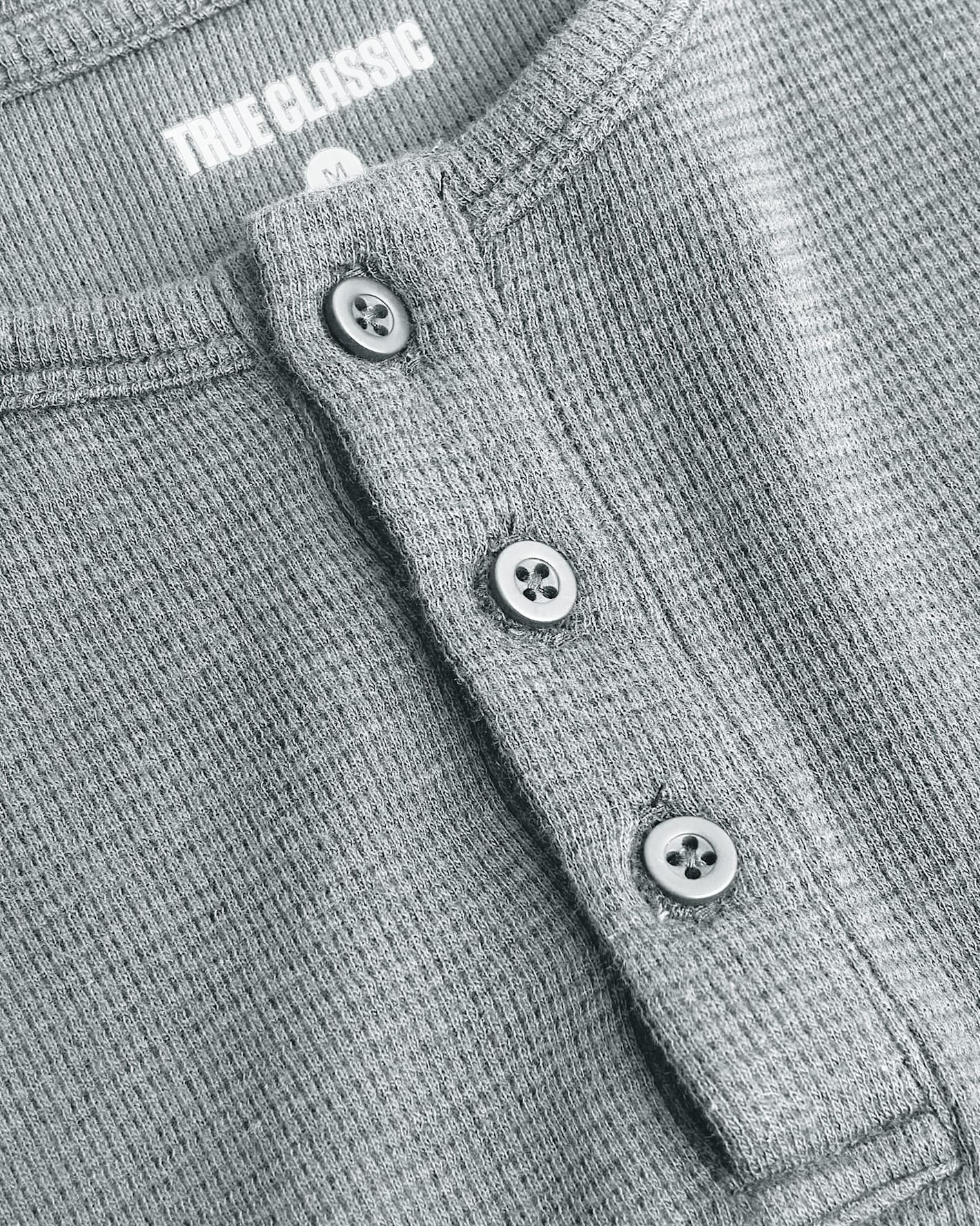 Boys Heather Gray Long Sleeve Waffle Henley