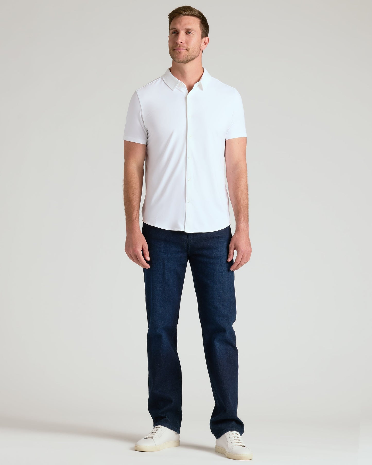 White Short Sleeve Comfort Knit Shirt