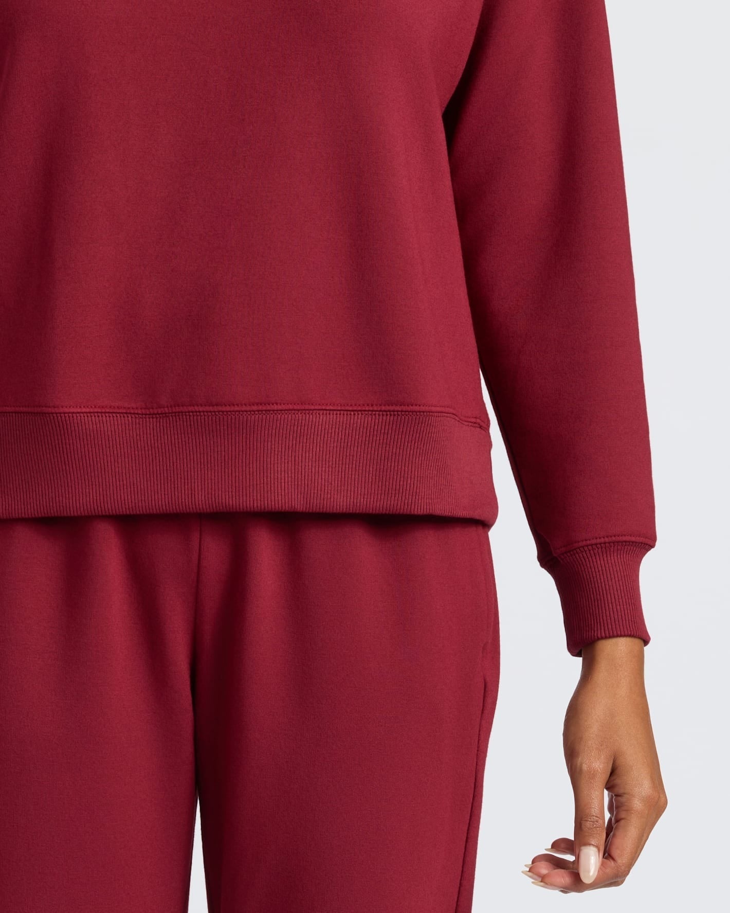Womens Dark Maroon Slouch Pullover Crew