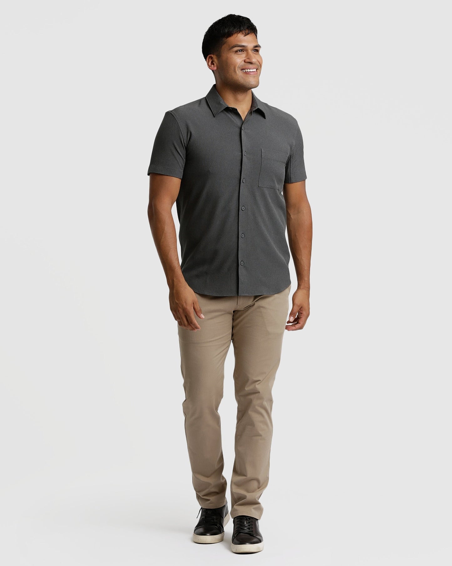 Heather Charcoal Short Sleeve Ripstop Commuter Shirt