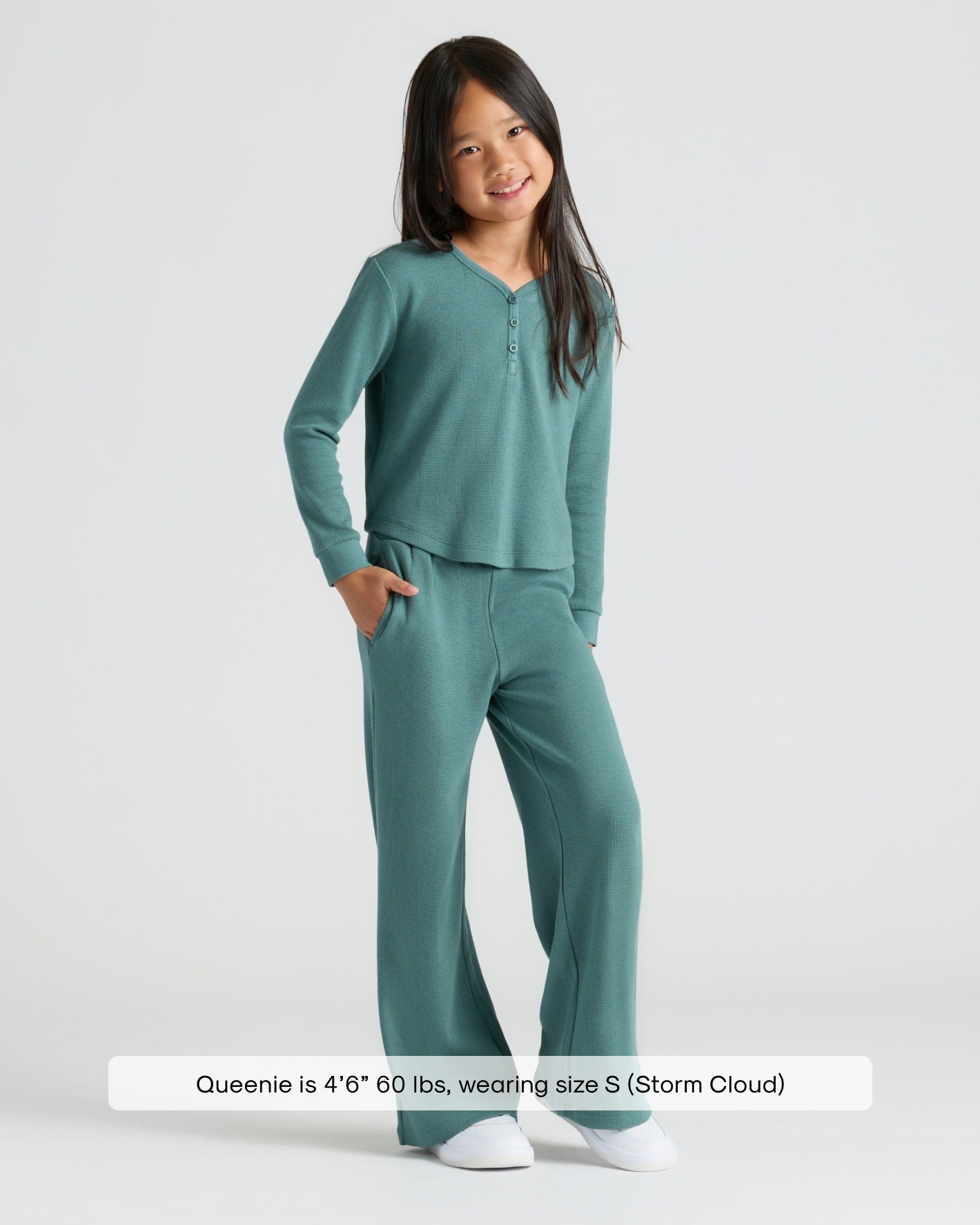 Girls Stormcloud Waffle Wide Leg Pants