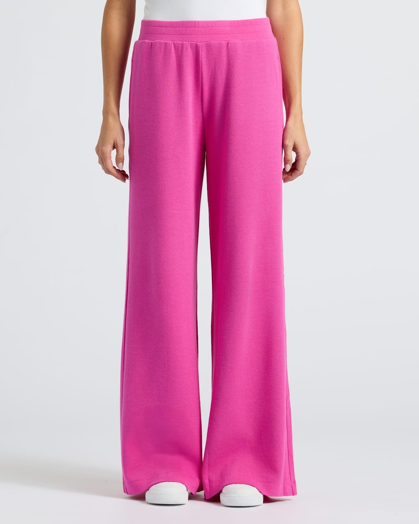 Womens Electric Fuchsia Waffle Long Sleeve Henley & Waffle Leg Pant 2-Pack