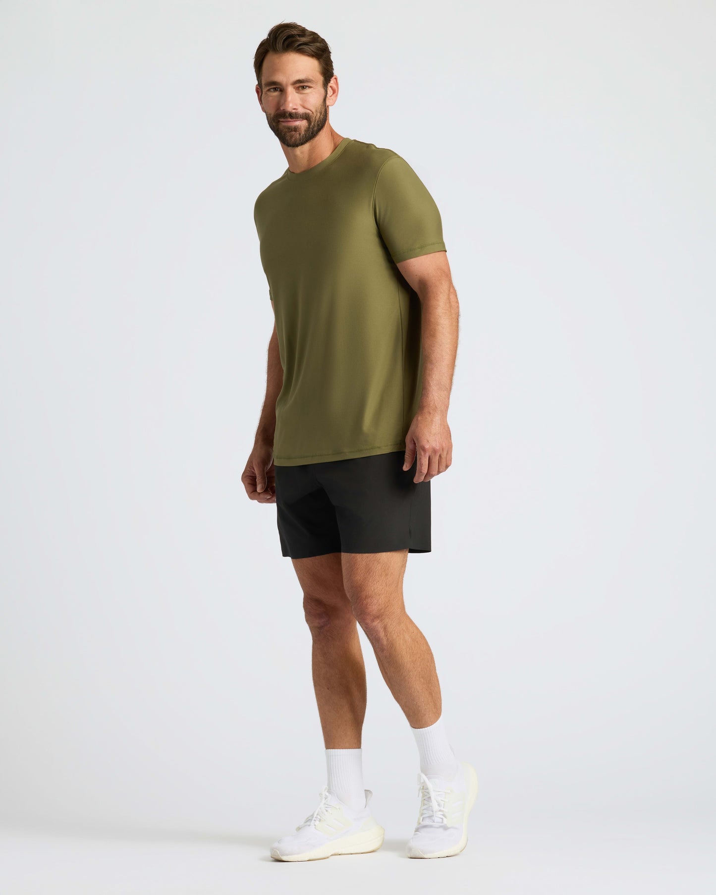 Military Green Active Crew Neck Tee