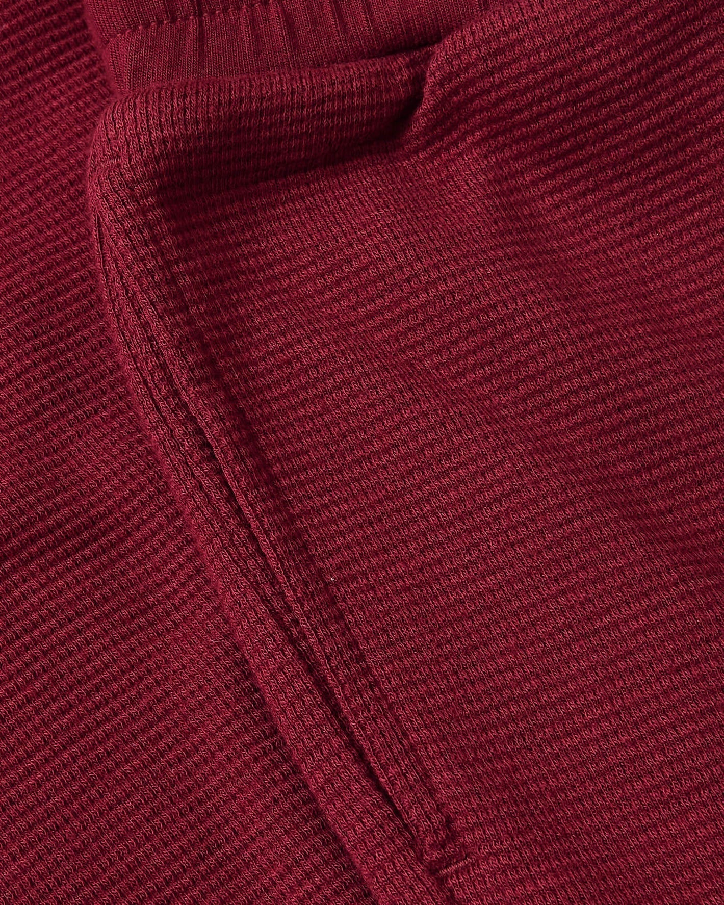 Girls Dark Maroon Waffle Wide Leg Pants