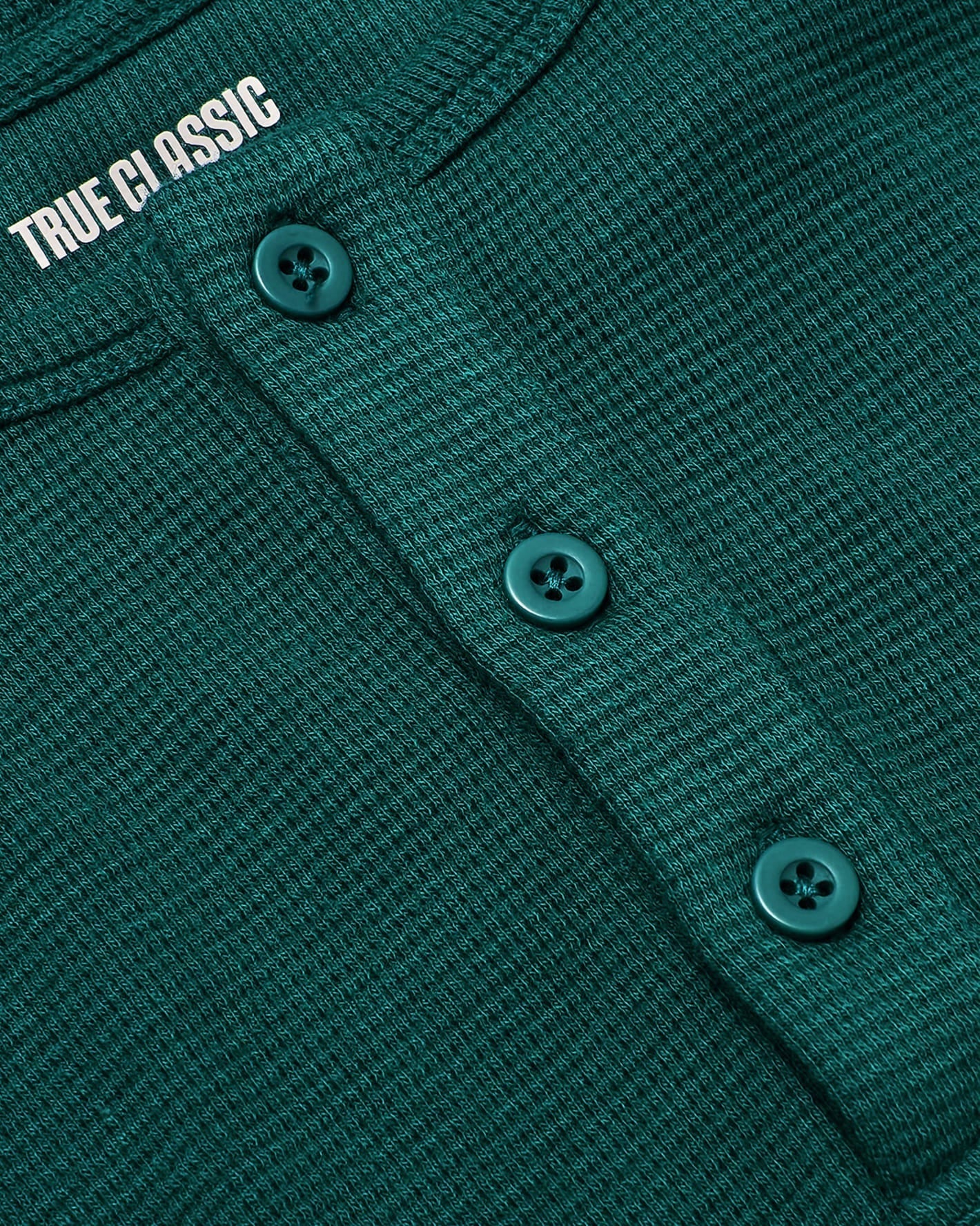 Deep Emerald Waffle Long Sleeve Henley