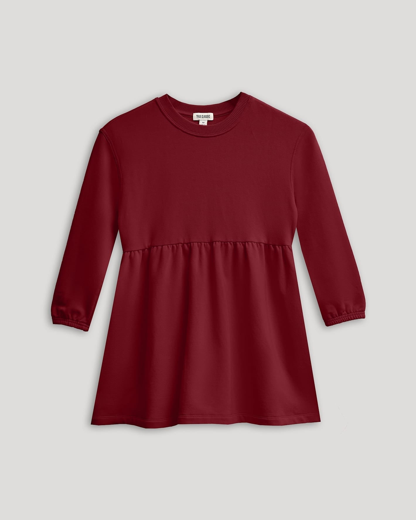 Girls Dark Maroon Long Sleeve Fleece Dress