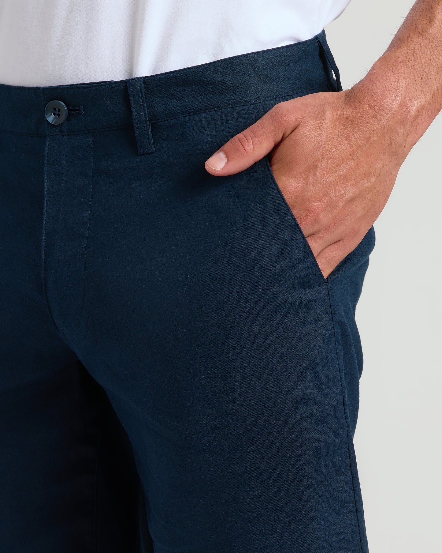 9" Navy Linen Shorts