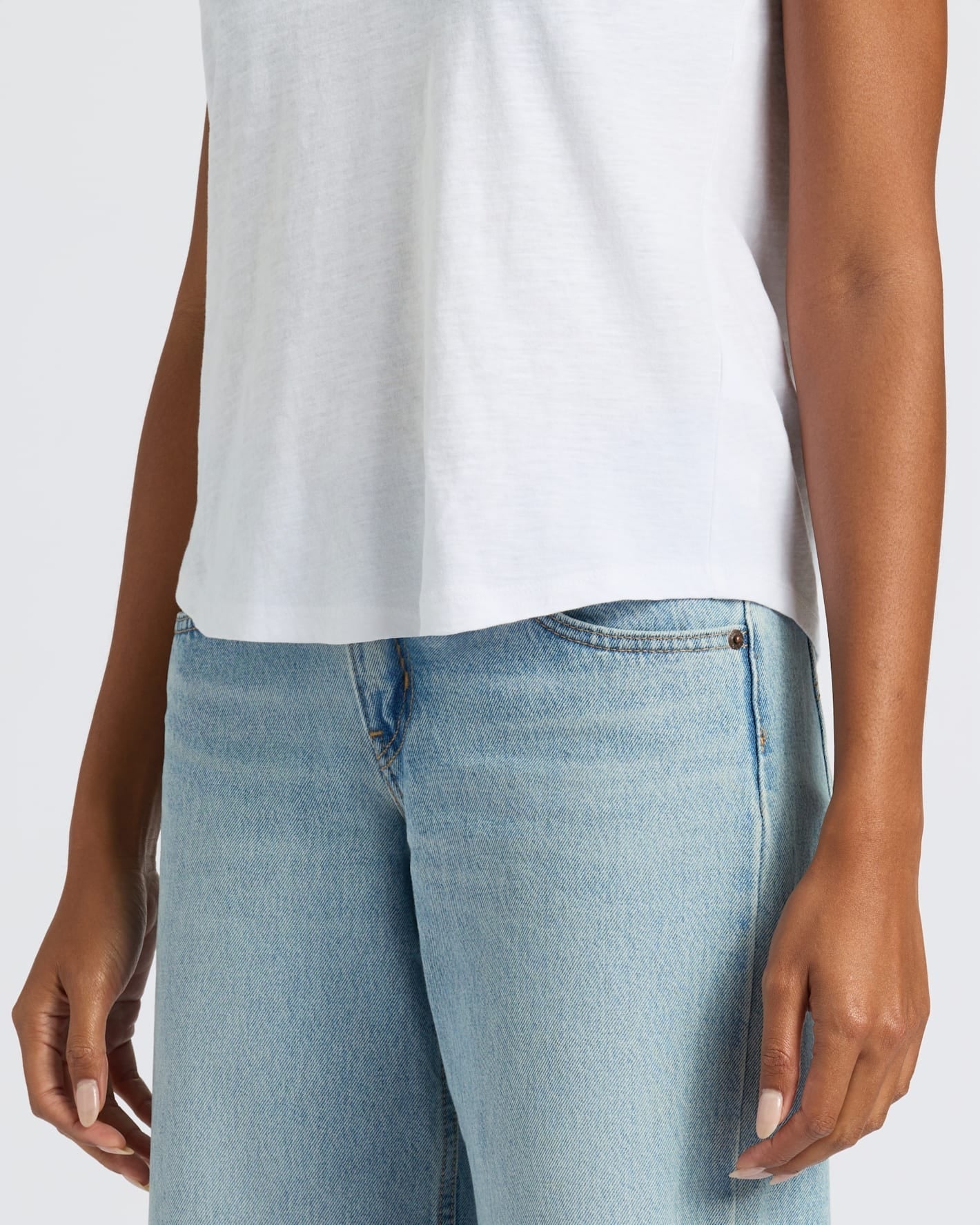 Womens White Relaxed Slub V-Neck Tee 4-Pack