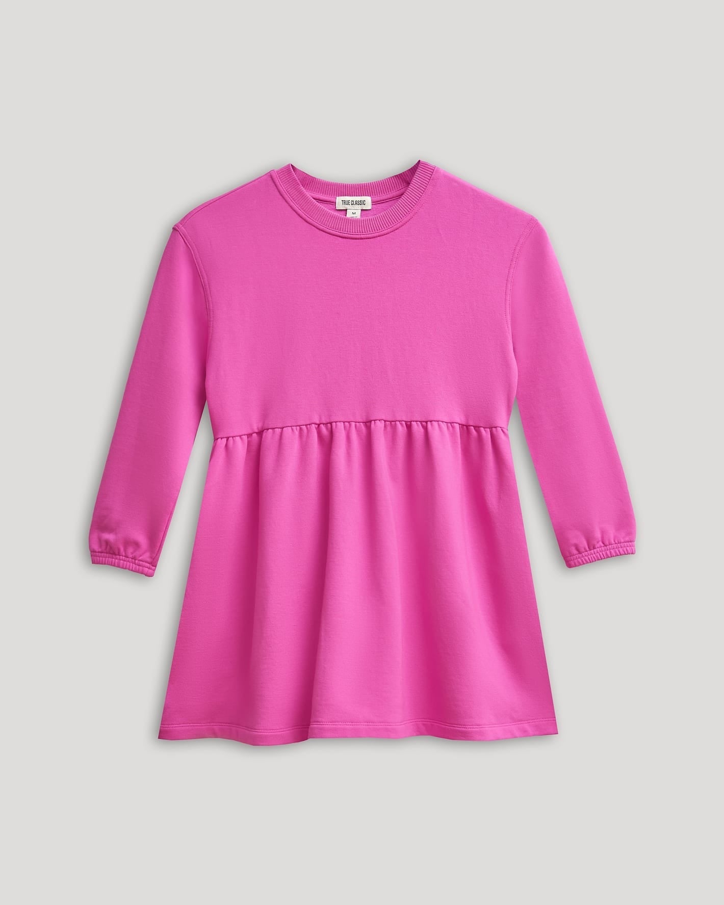 Girls Electric Fuchsia Long Sleeve Fleece Dress