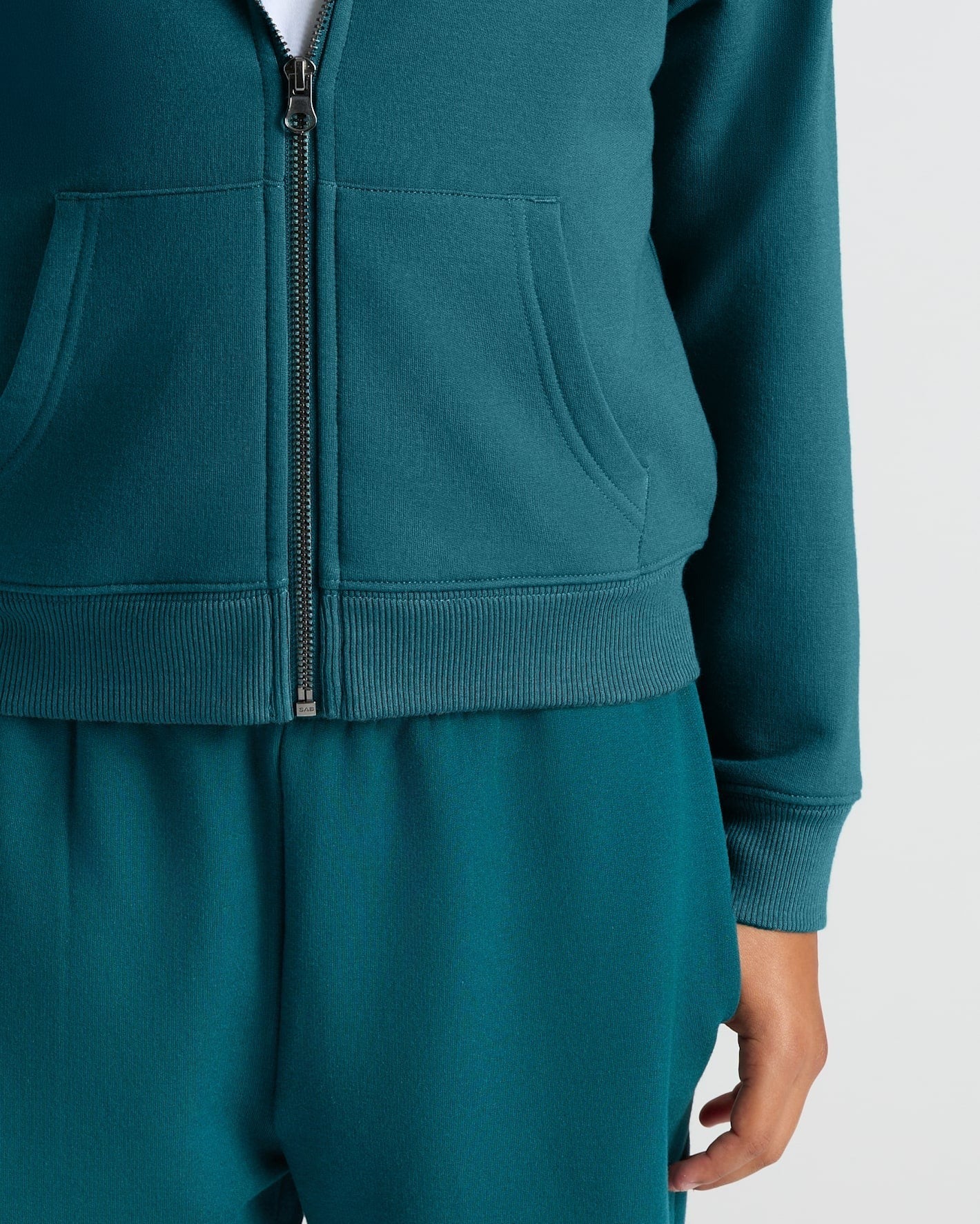 Girls Deep Emerald Cropped Zip Hoodie