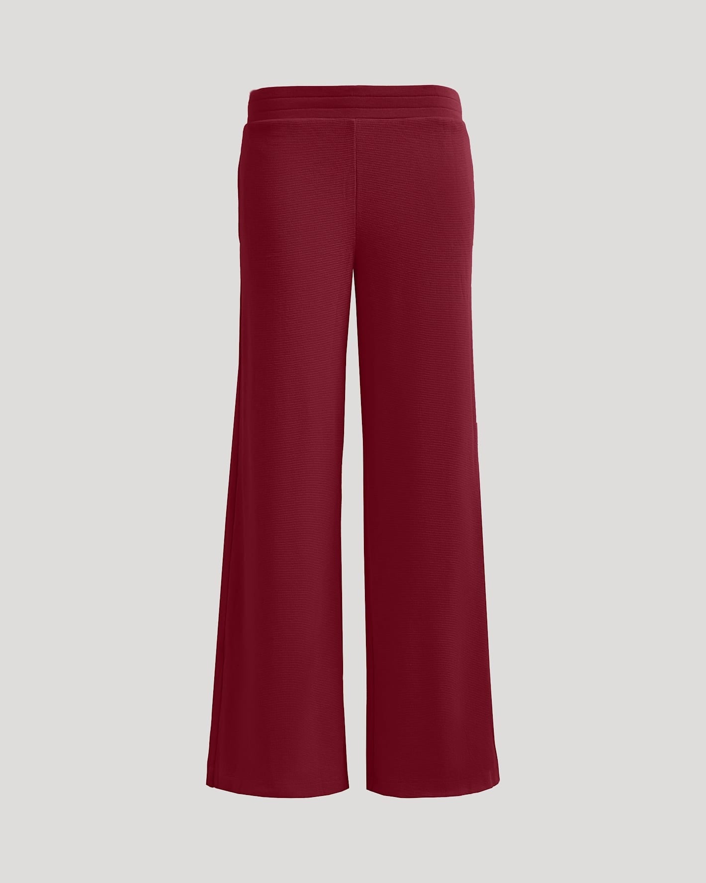 Womens Dark Maroon Waffle Wide Leg Pants
