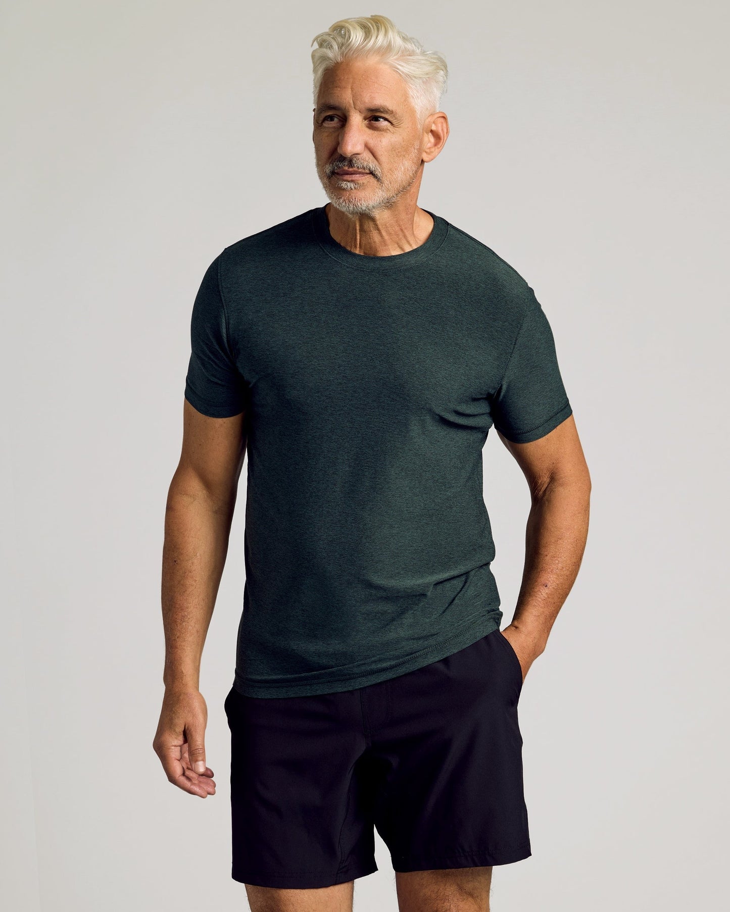 Dark Heather Forest Active Short Sleeve Crew Neck Tee