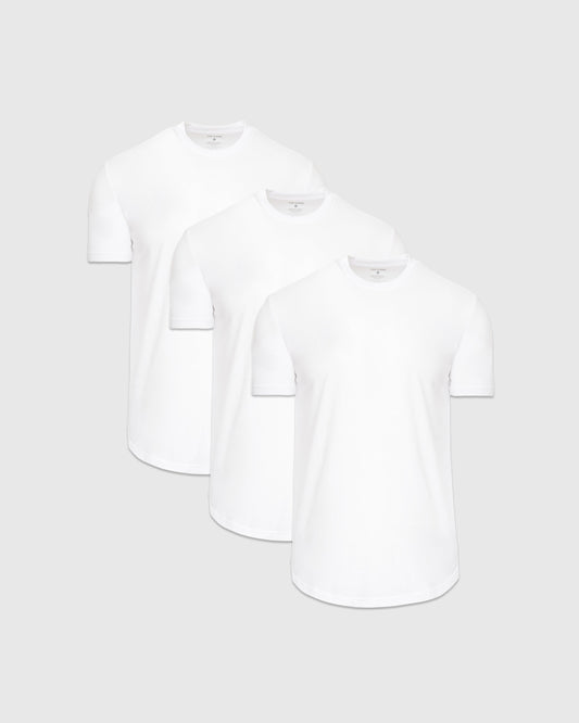 White Curved Hem Classic Crew Neck 3-Pack